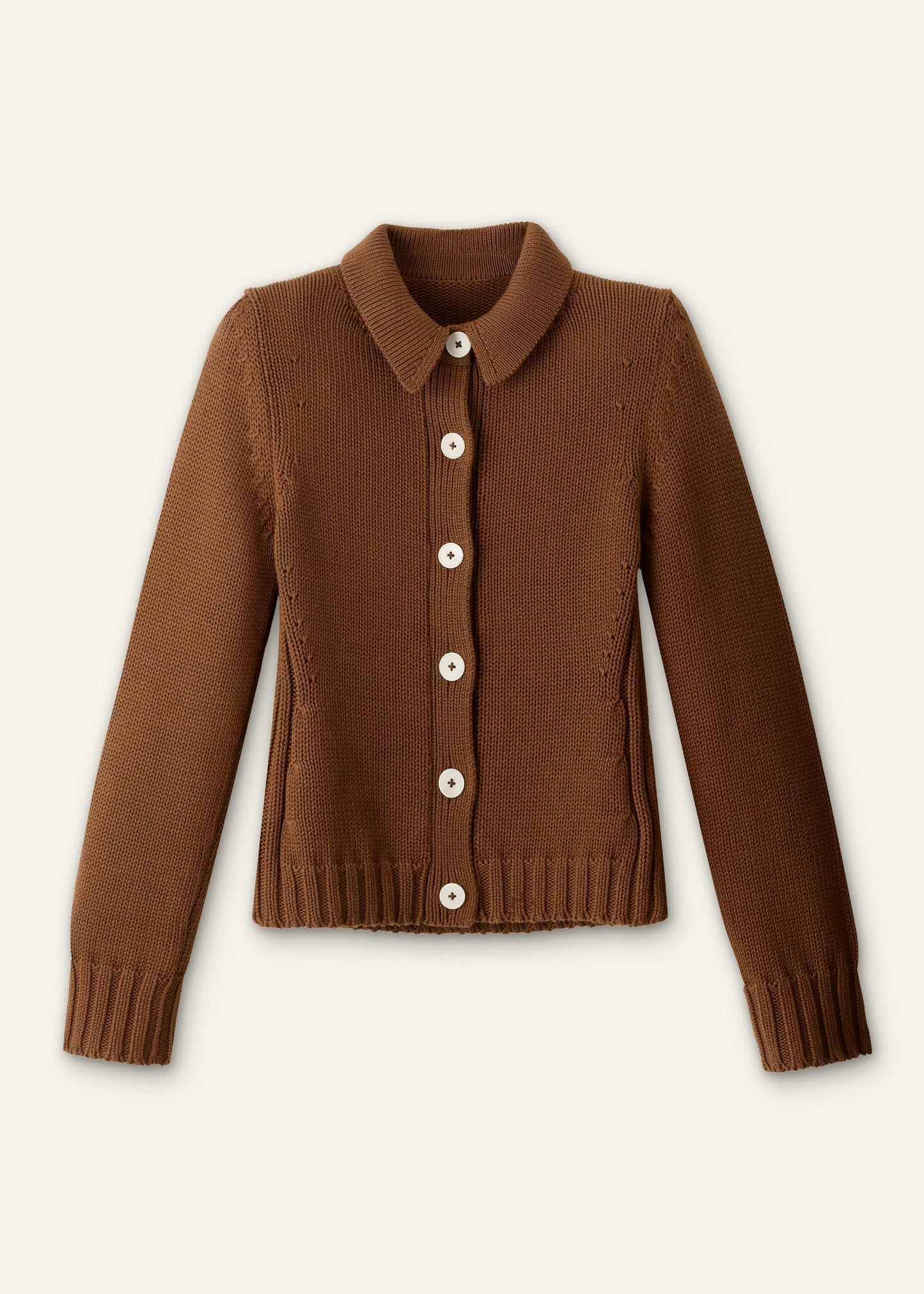 ME and EM Clothing Brown Slim Collared Cardigan