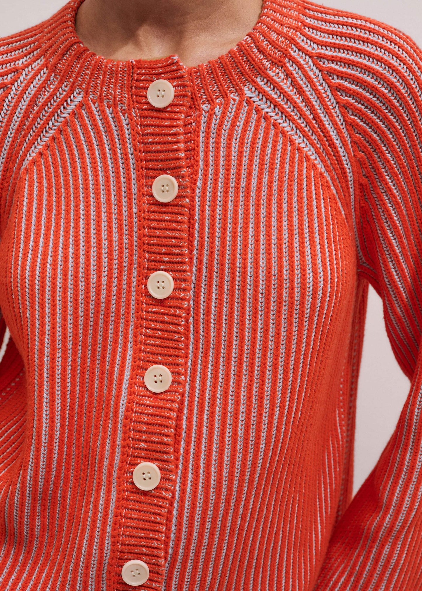 ME and EM Clothing Orange Contrast Rib Straight Cardigan