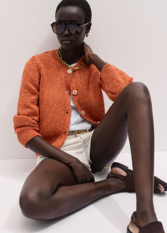 ME and EM Clothing Orange Relaxed Crew Cardigan