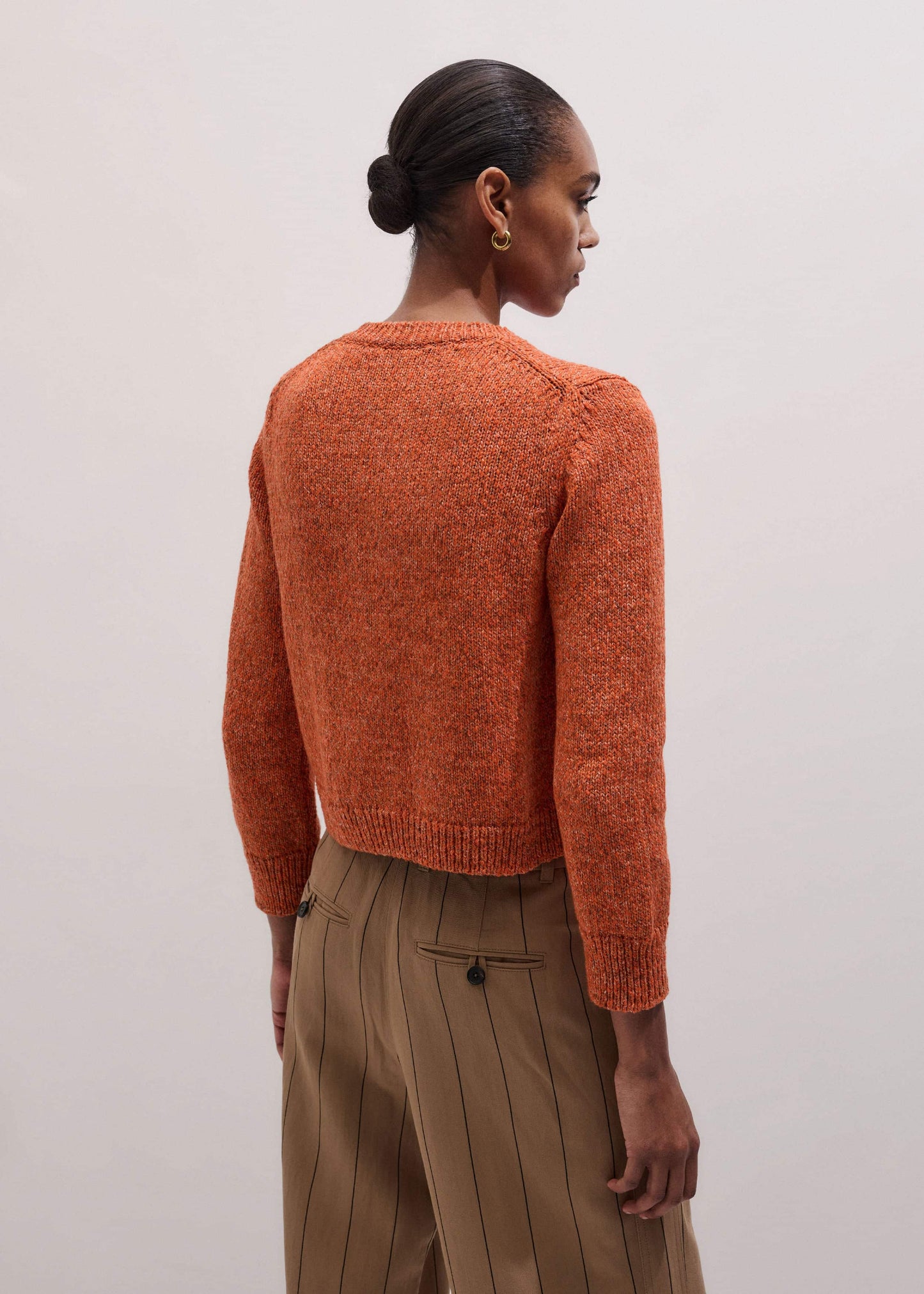 ME and EM Clothing Orange Relaxed Crew Cardigan