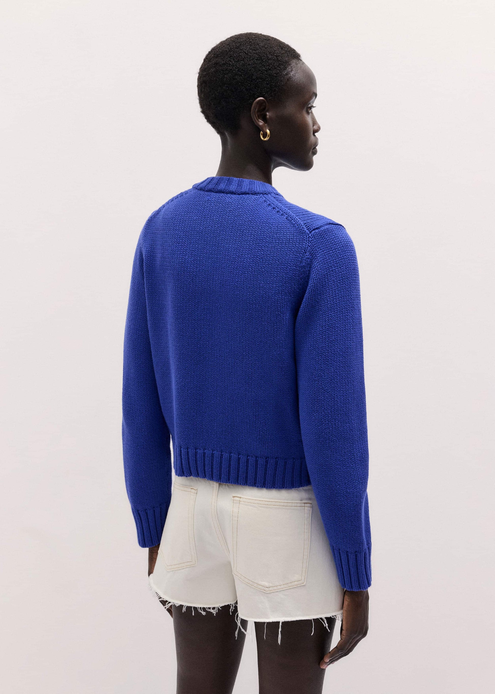 ME and EM Clothing Deep Blue Straight Crop Cardigan