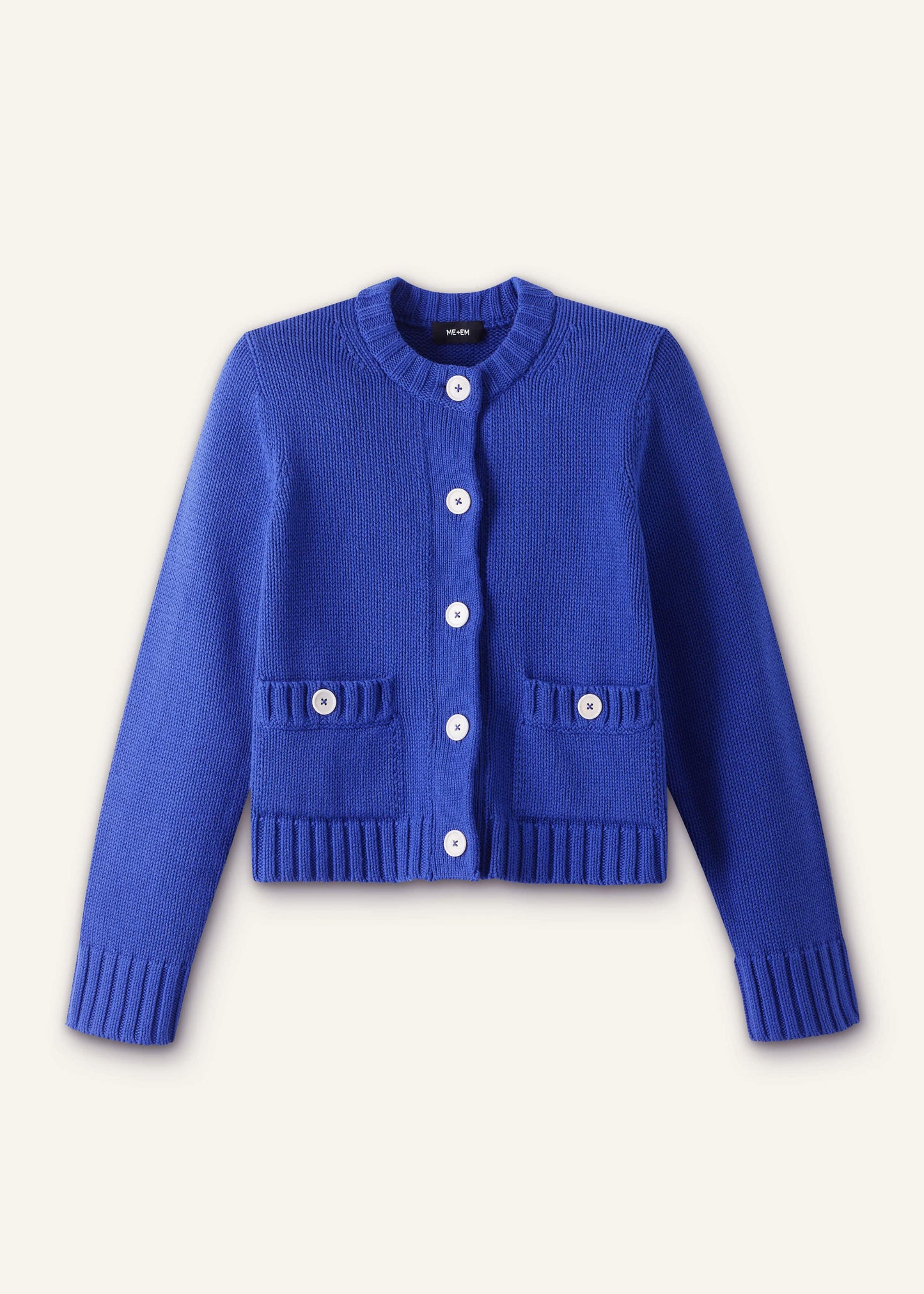 ME and EM Clothing Deep Blue Straight Crop Cardigan