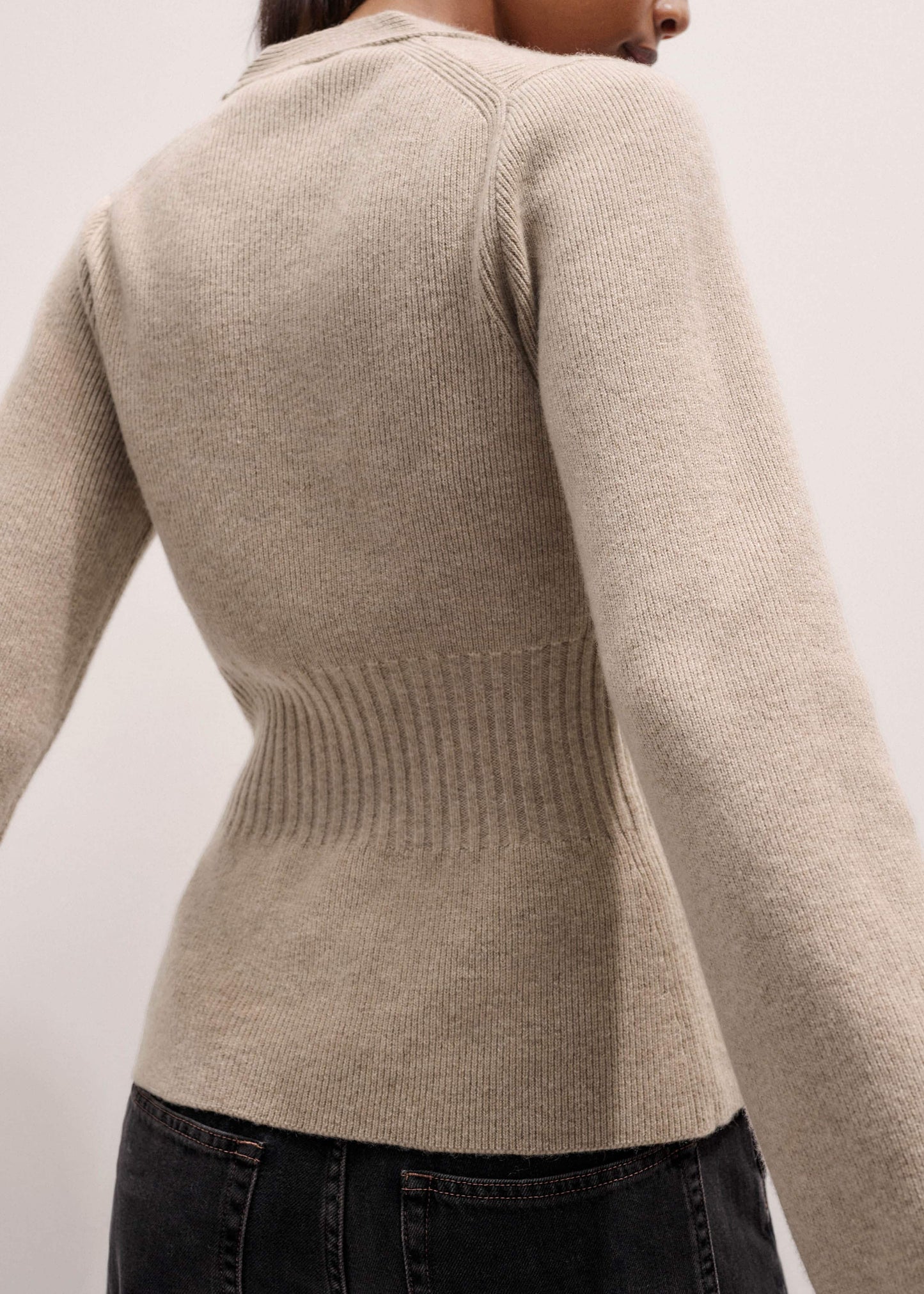 ME and EM Clothing Brown Merino Cashmere Contour Cardigan