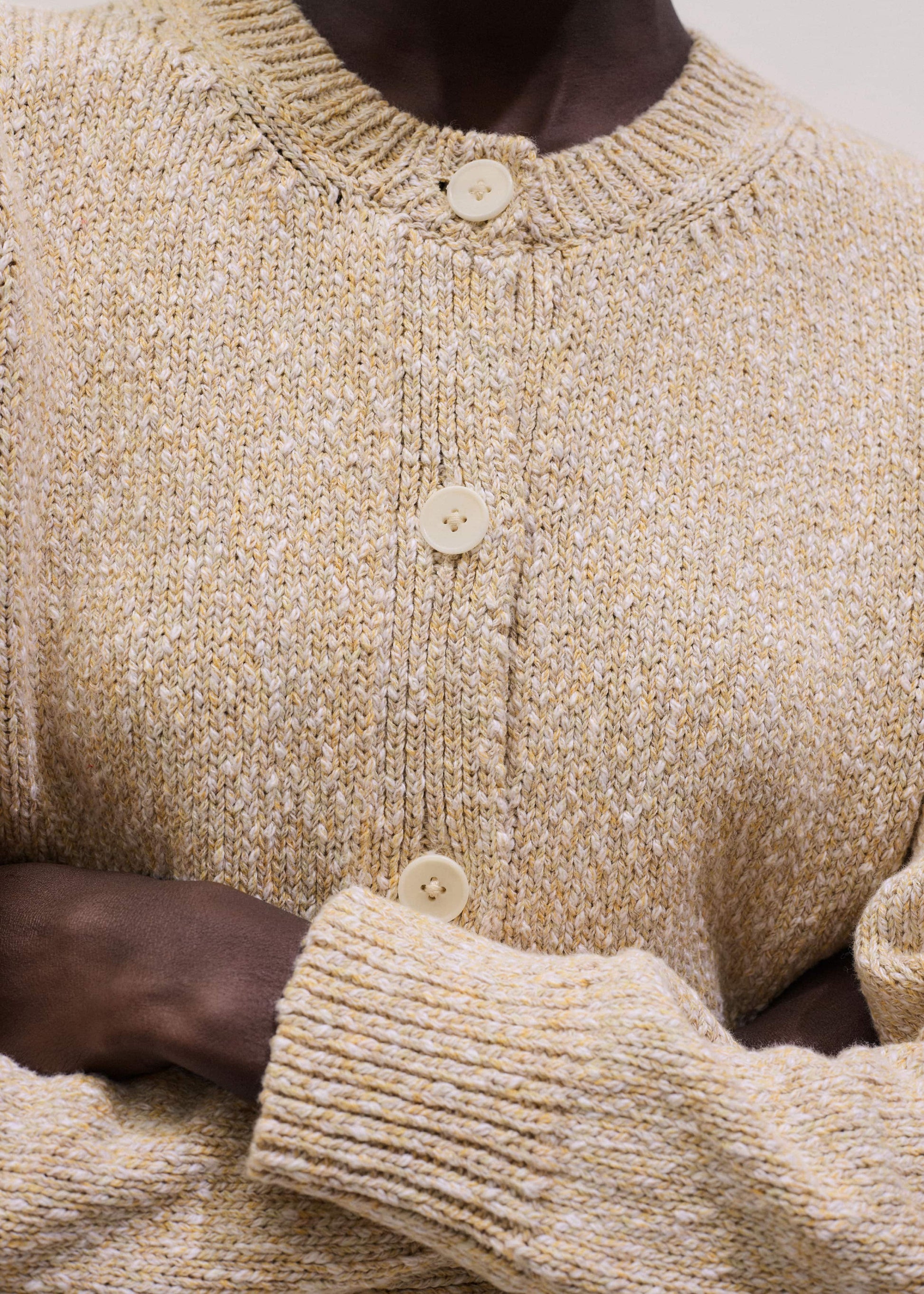 ME and EM Clothing Yellow Relaxed Crew Neckline Cardigan