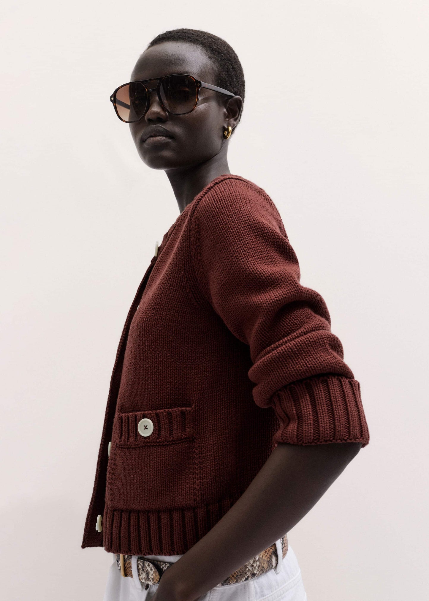 ME and EM Clothing Cinnamon Straight Crop Cardigan