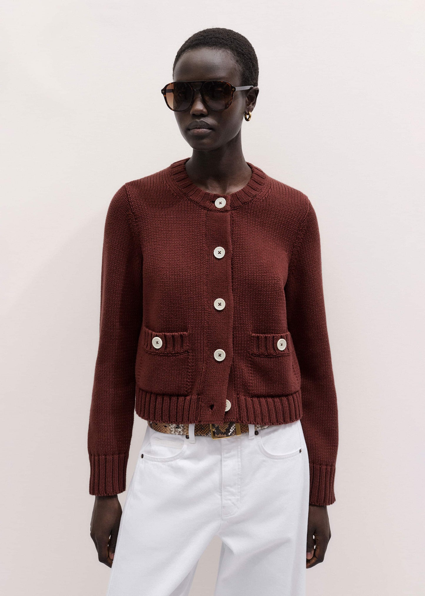 ME and EM Clothing Cinnamon Straight Crop Cardigan