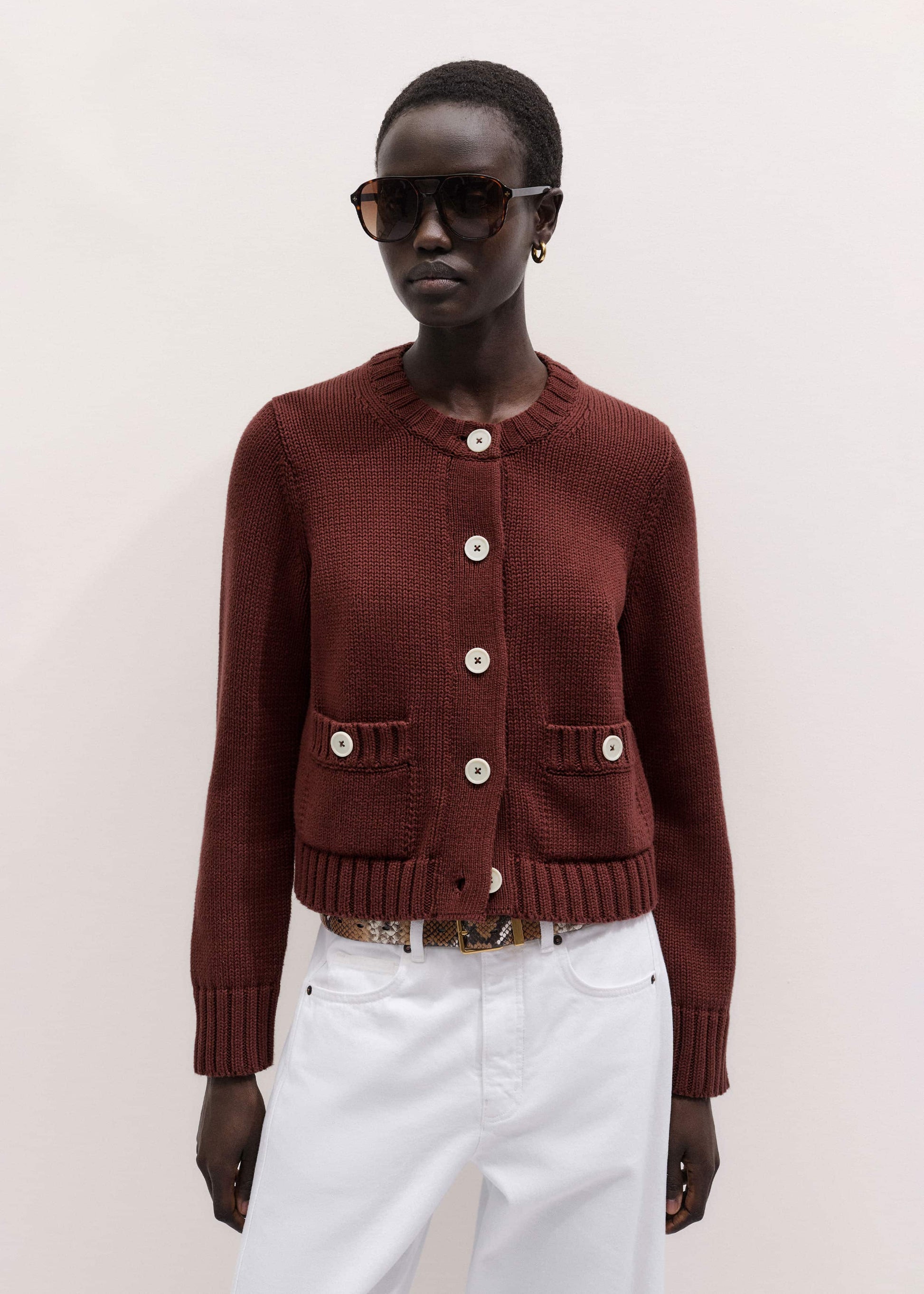 ME and EM Clothing Cinnamon Straight Crop Cardigan