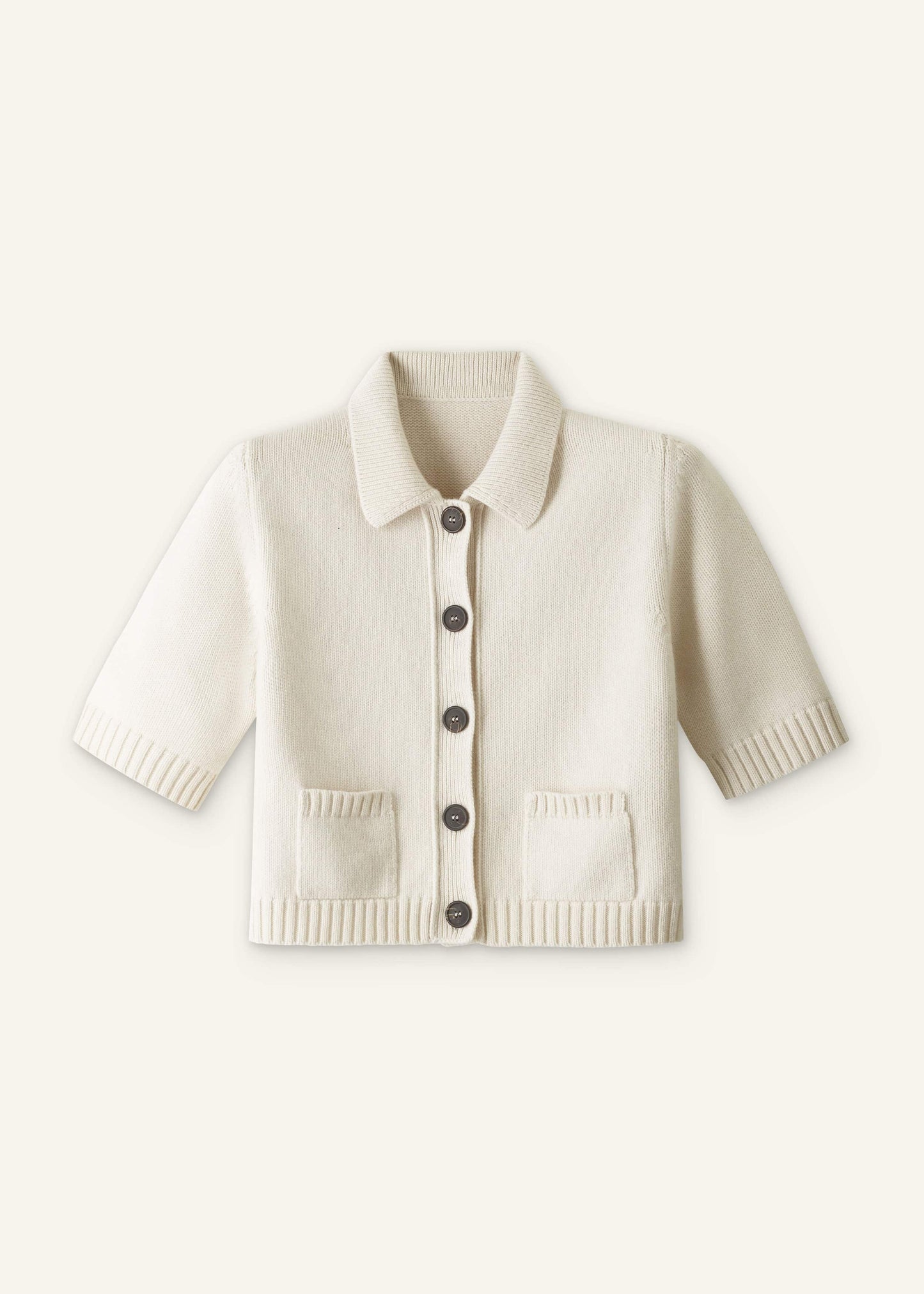 ME and EM Clothing Cream Merino Cashmere Cropped Knit Jacket