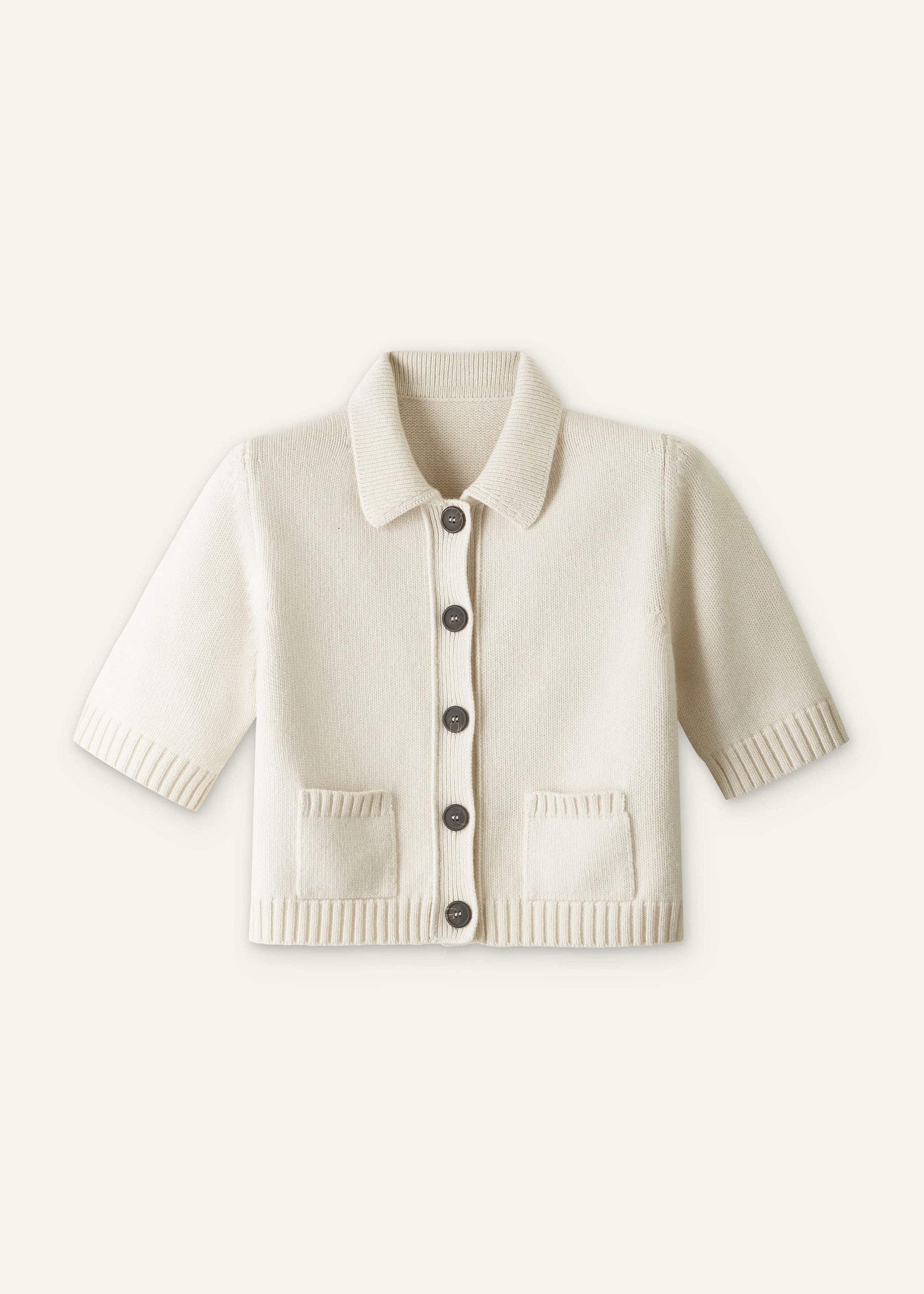 ME and EM Clothing Cream Merino Cashmere Cropped Knit Jacket