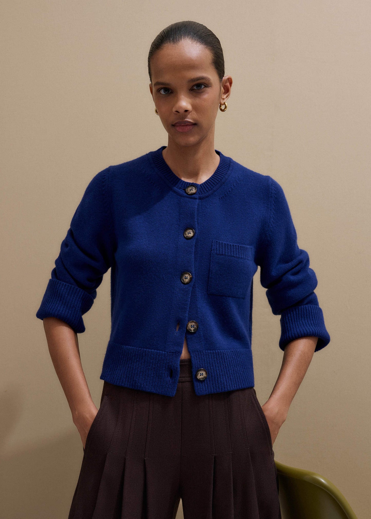 ME and EM Clothing Blue Button-Through Straight Cardigan