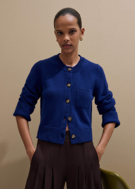 ME and EM Clothing Blue Button-Through Straight Cardigan