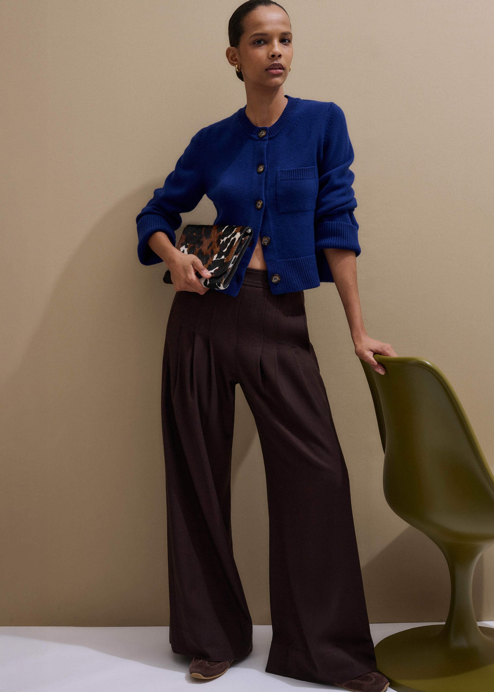 ME and EM Clothing Blue Button-Through Straight Cardigan