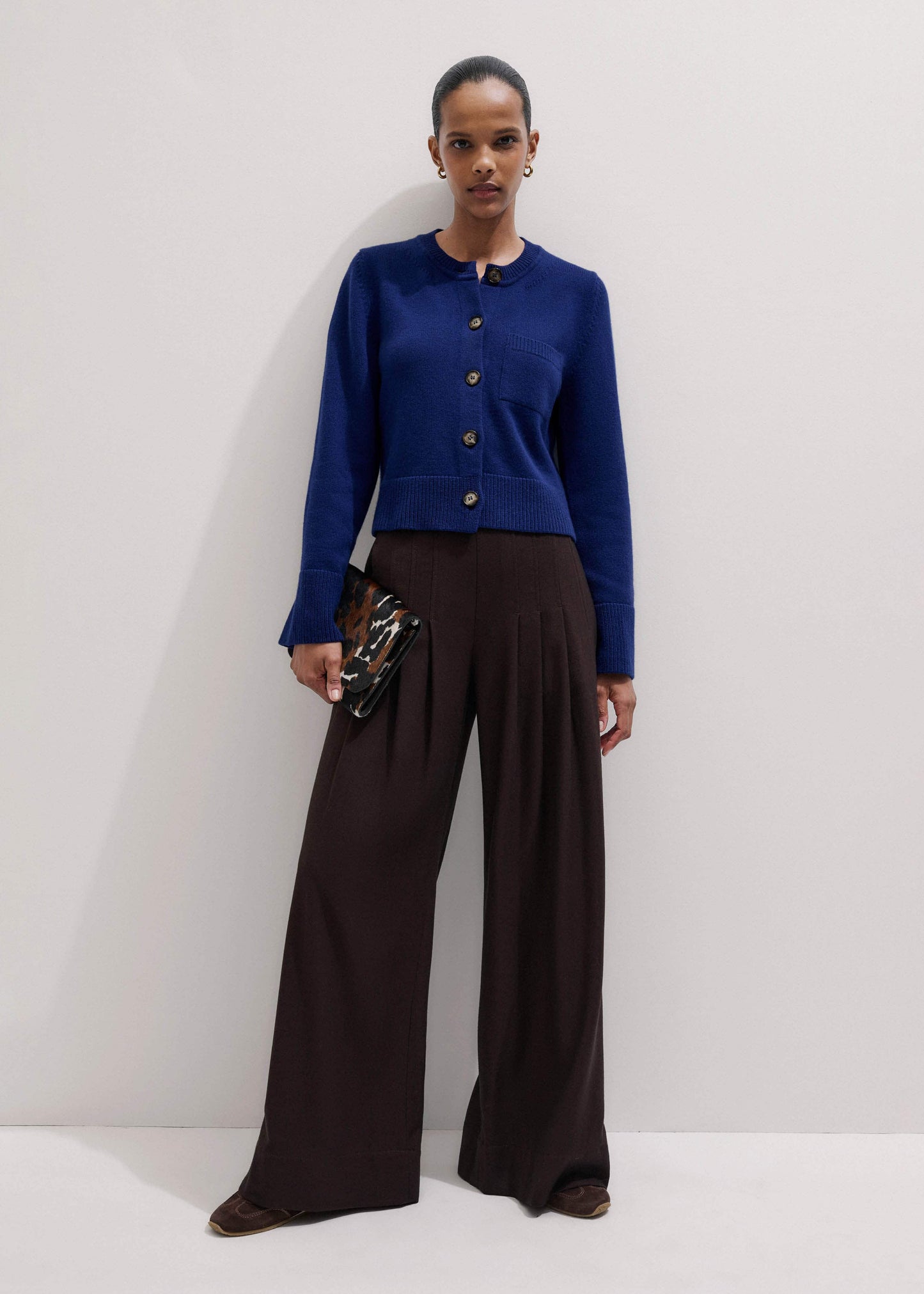 ME and EM Clothing Blue Button-Through Straight Cardigan
