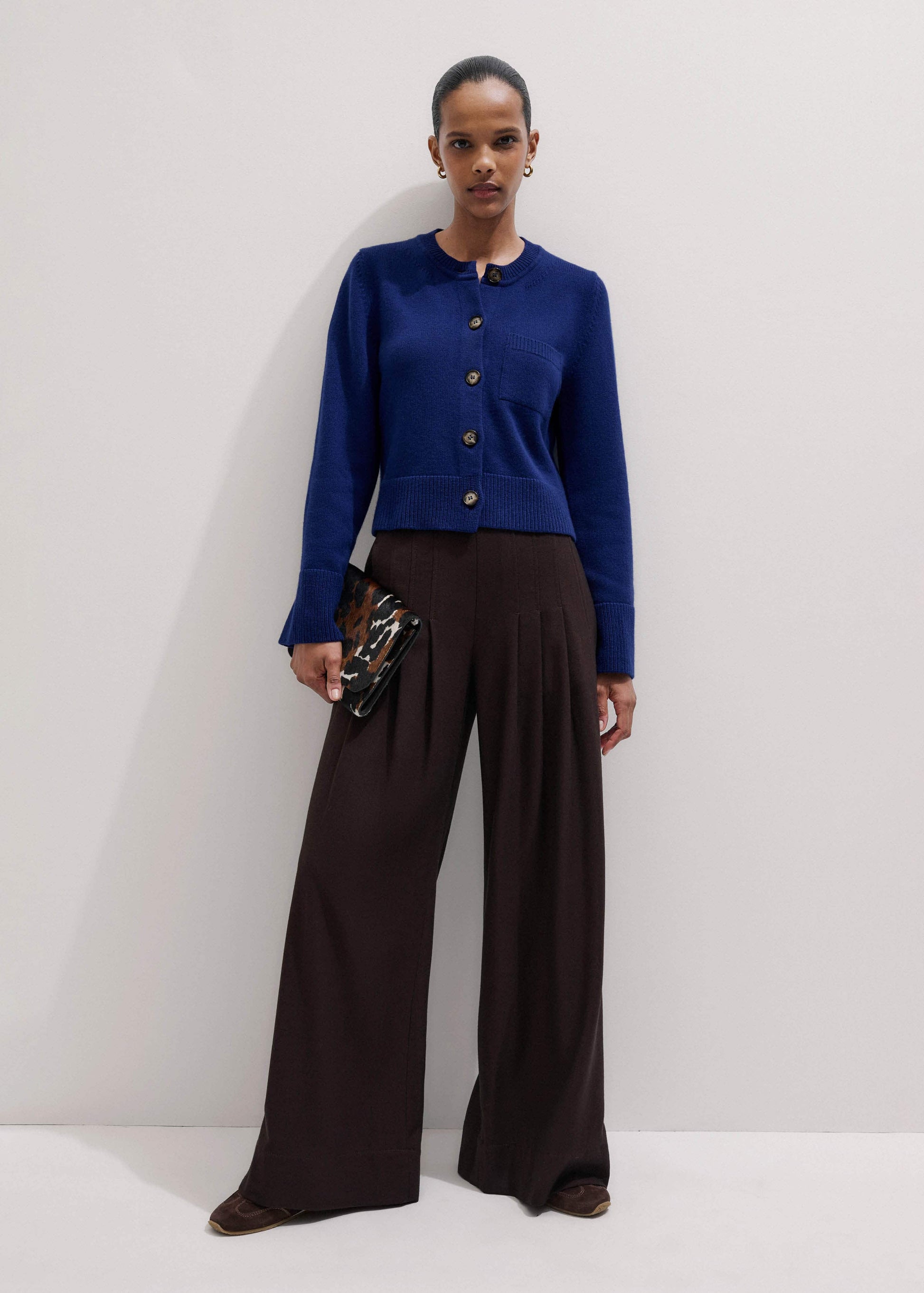 ME and EM Clothing Blue Button-Through Straight Cardigan