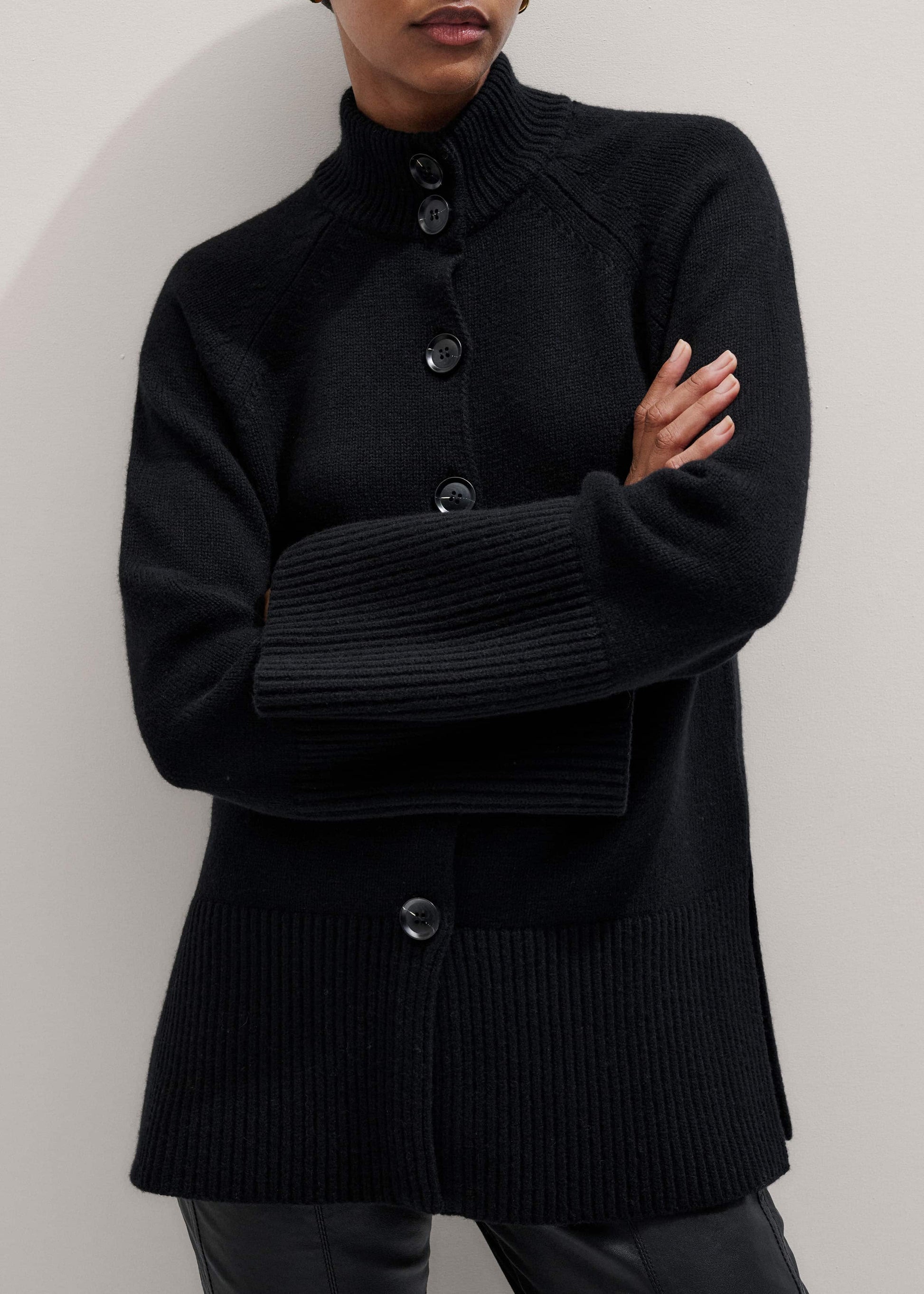 ME and EM Clothing Black Button-Through Longline Cardigan