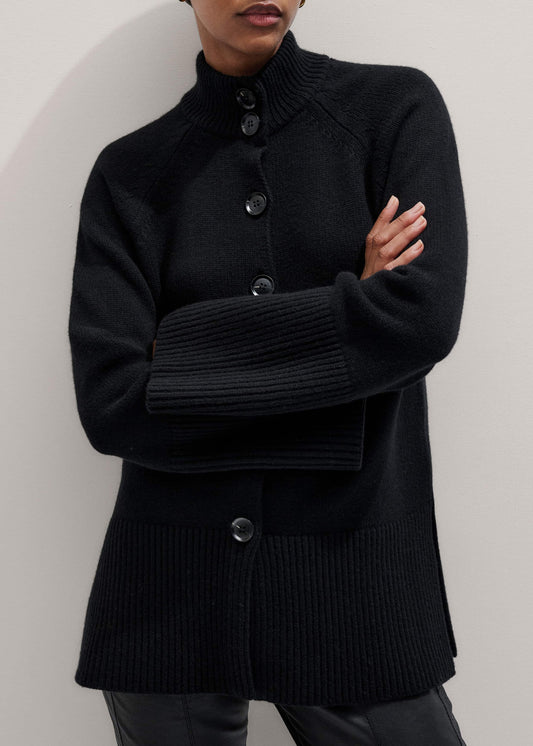 ME and EM Clothing Black Button-Through Longline Cardigan
