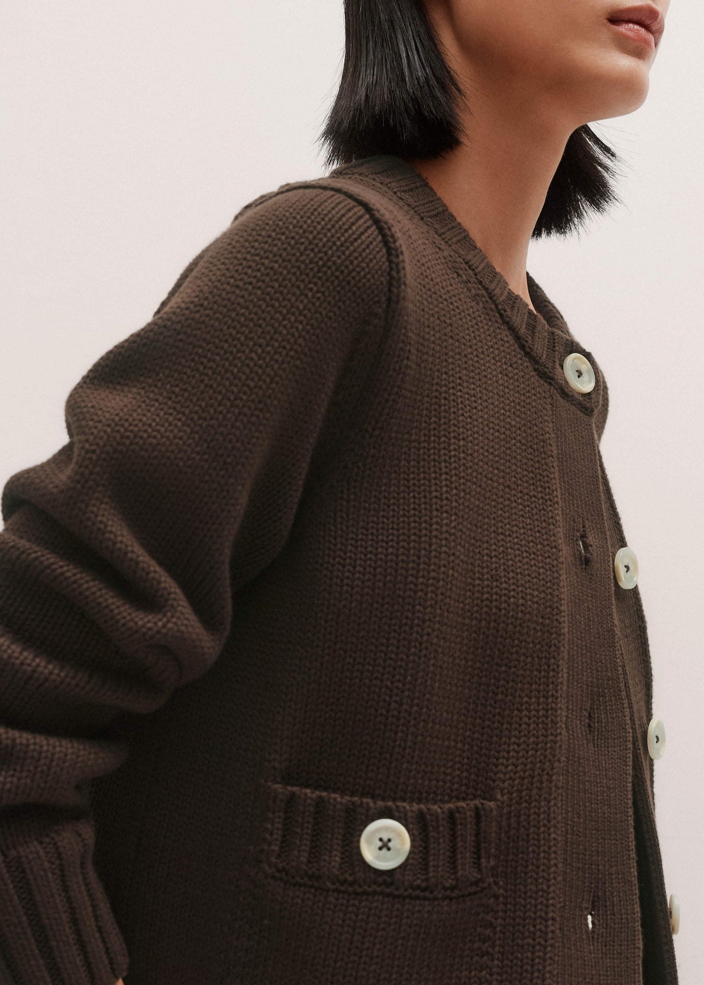ME and EM Clothing Brown Crop Cardigan