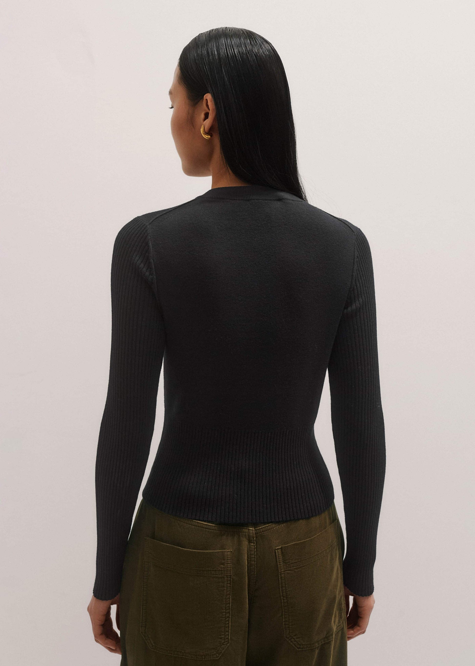 ME and EM Clothing Black Milano Knit Two-Way Zip Cardigan