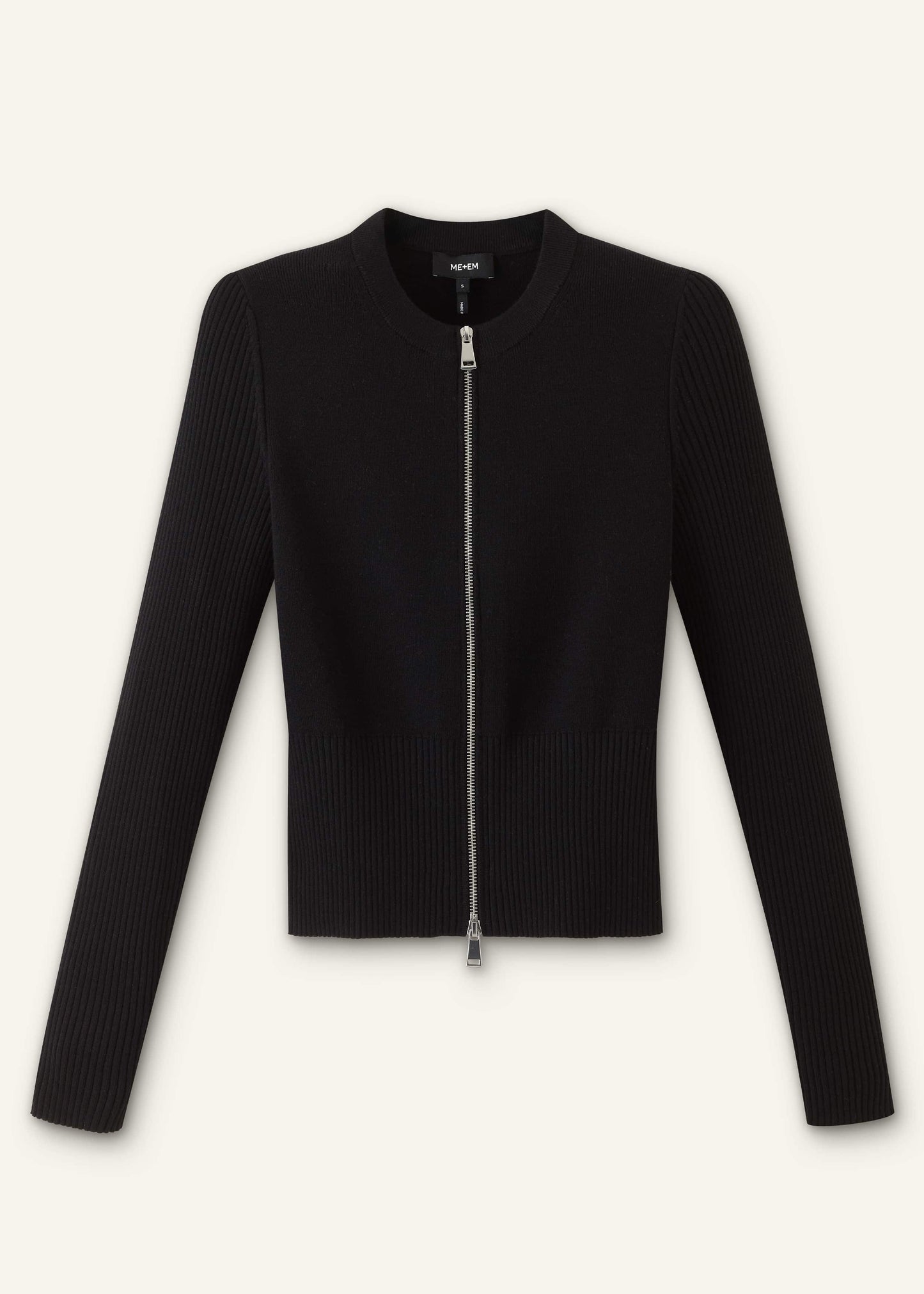 ME and EM Clothing Black Milano Knit Two-Way Zip Cardigan