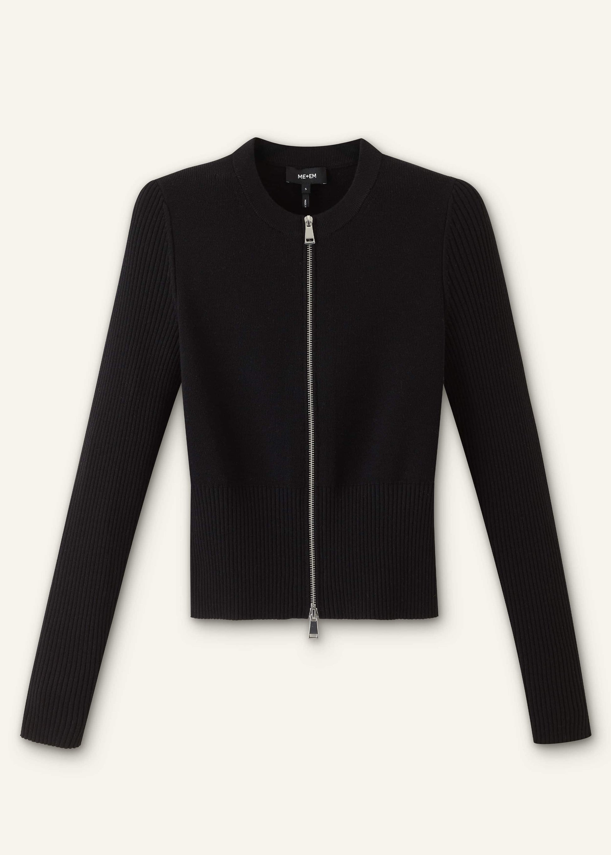 ME and EM Clothing Black Milano Knit Two-Way Zip Cardigan