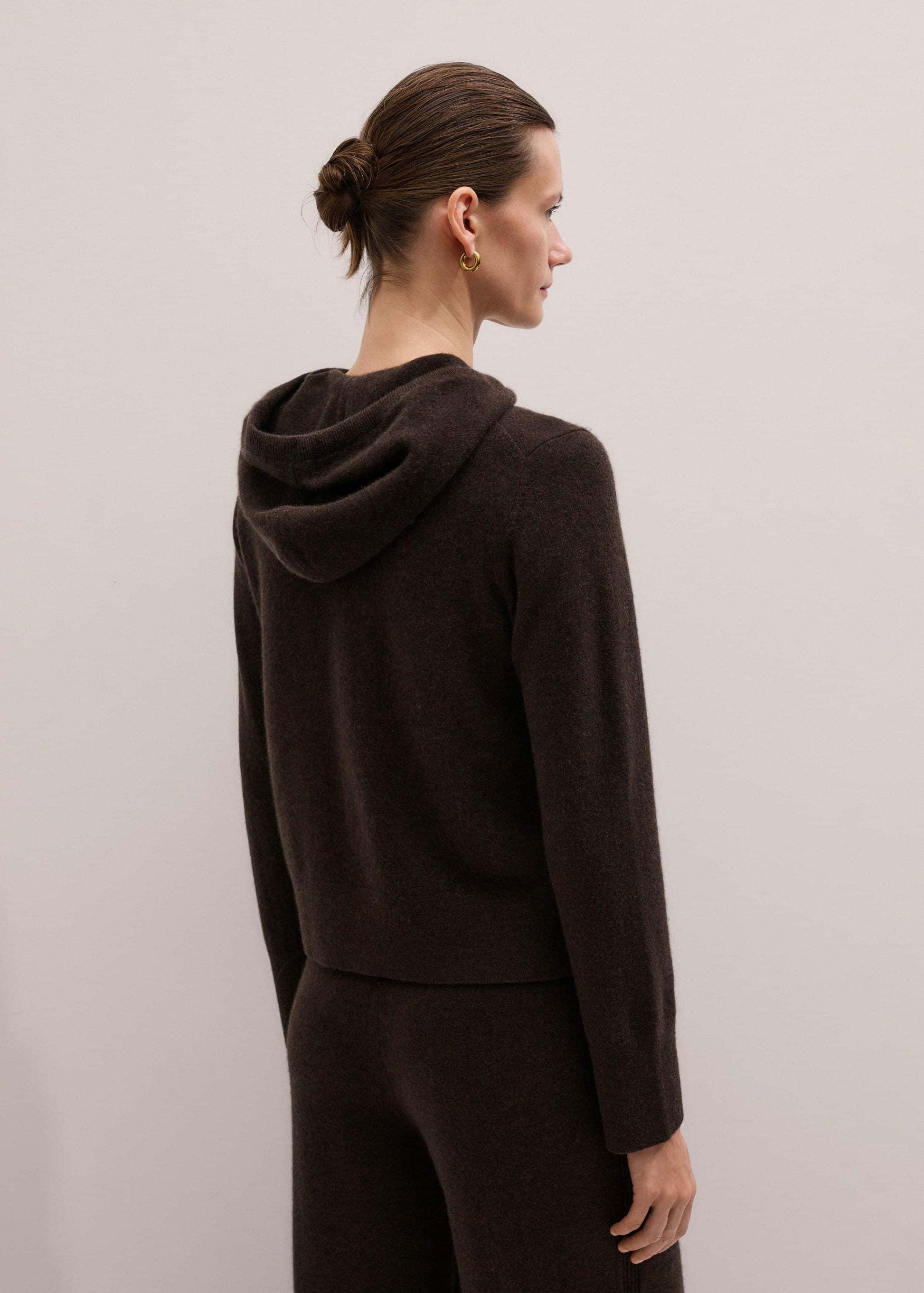 ME and EM Clothing Brown Cashmere Two Way Zip Straight Hoodie