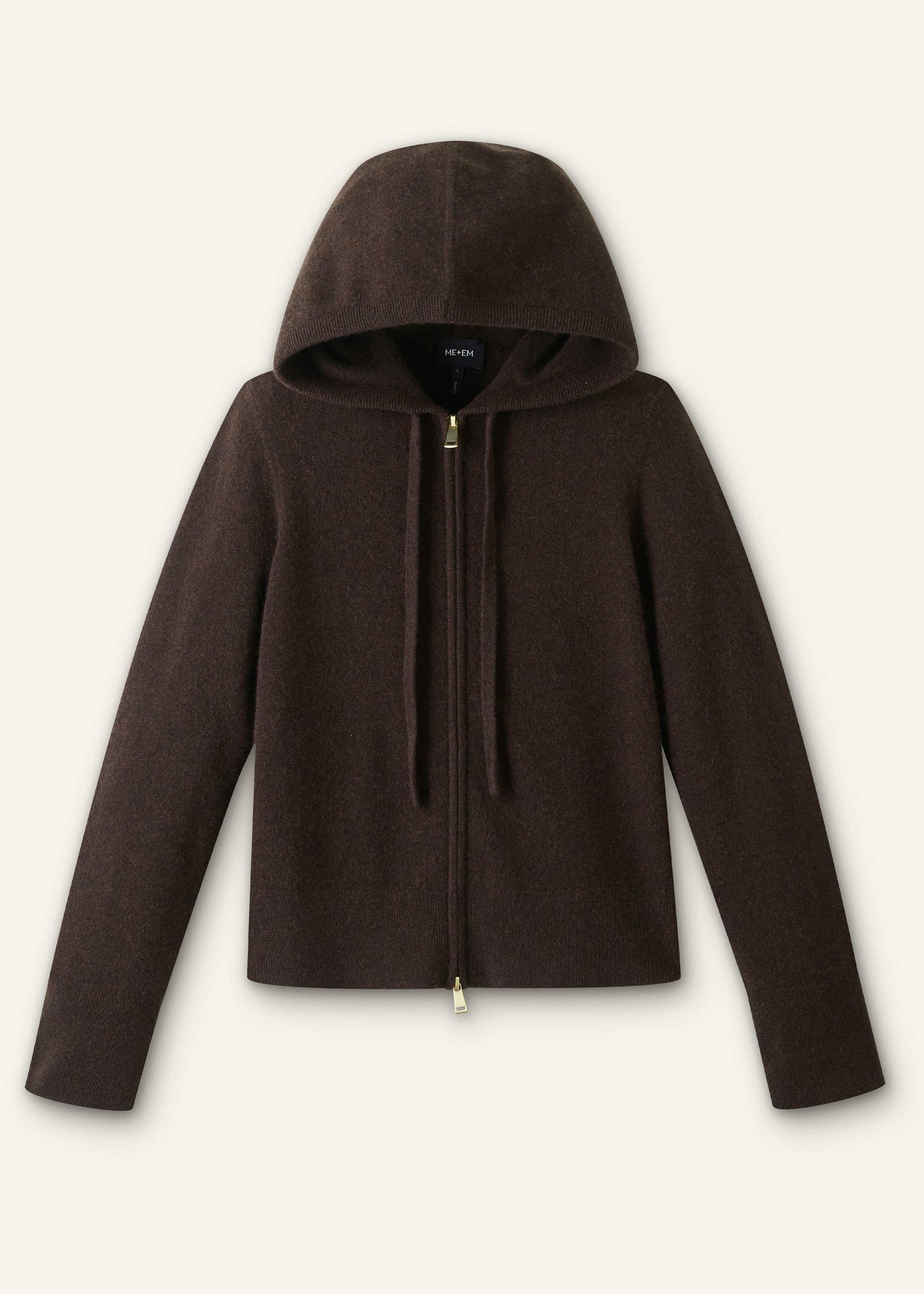 ME and EM Clothing Brown Cashmere Two Way Zip Straight Hoodie