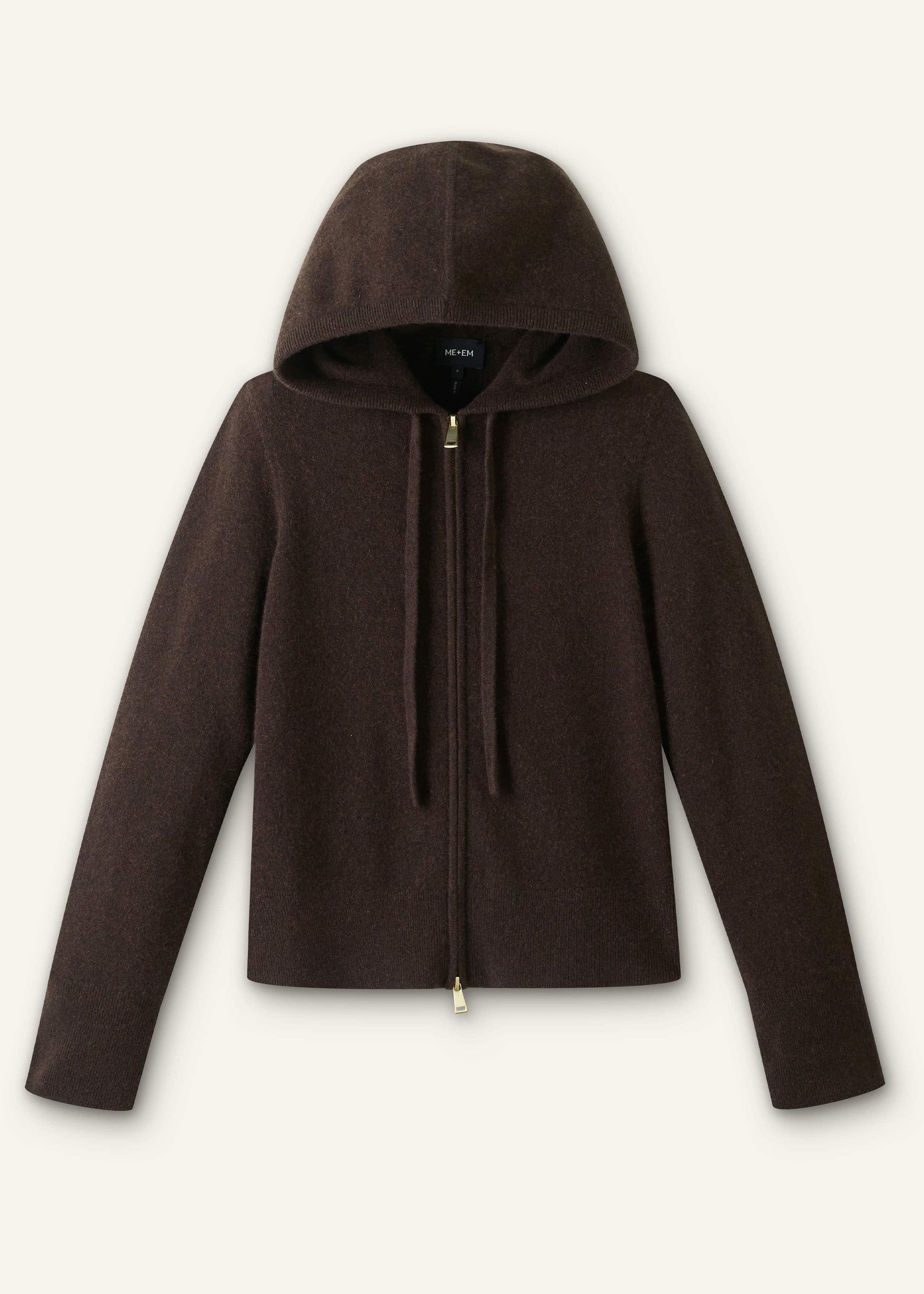 ME and EM Clothing Brown Cashmere Two Way Zip Straight Hoodie