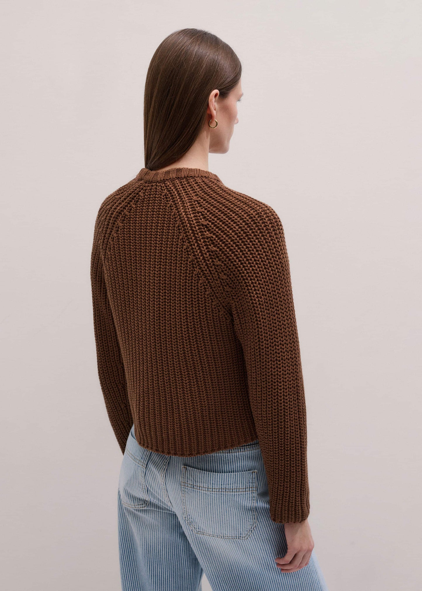 ME and EM Clothing Brown Chunky Cotton Raglan Sweater