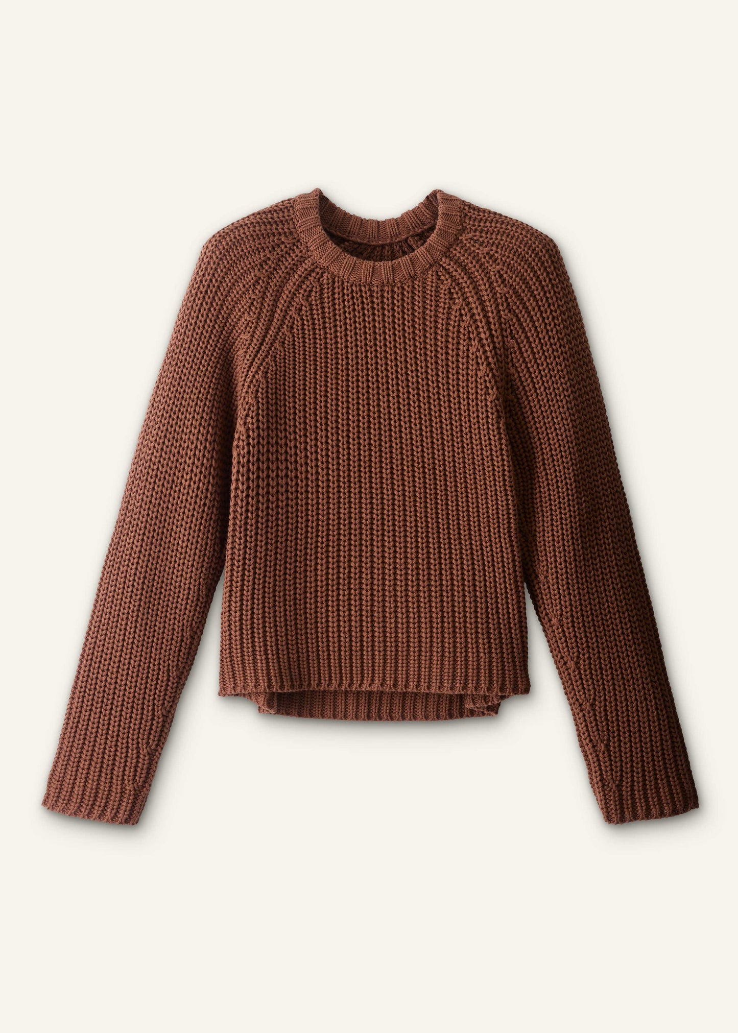 ME and EM Clothing Brown Chunky Cotton Raglan Sweater