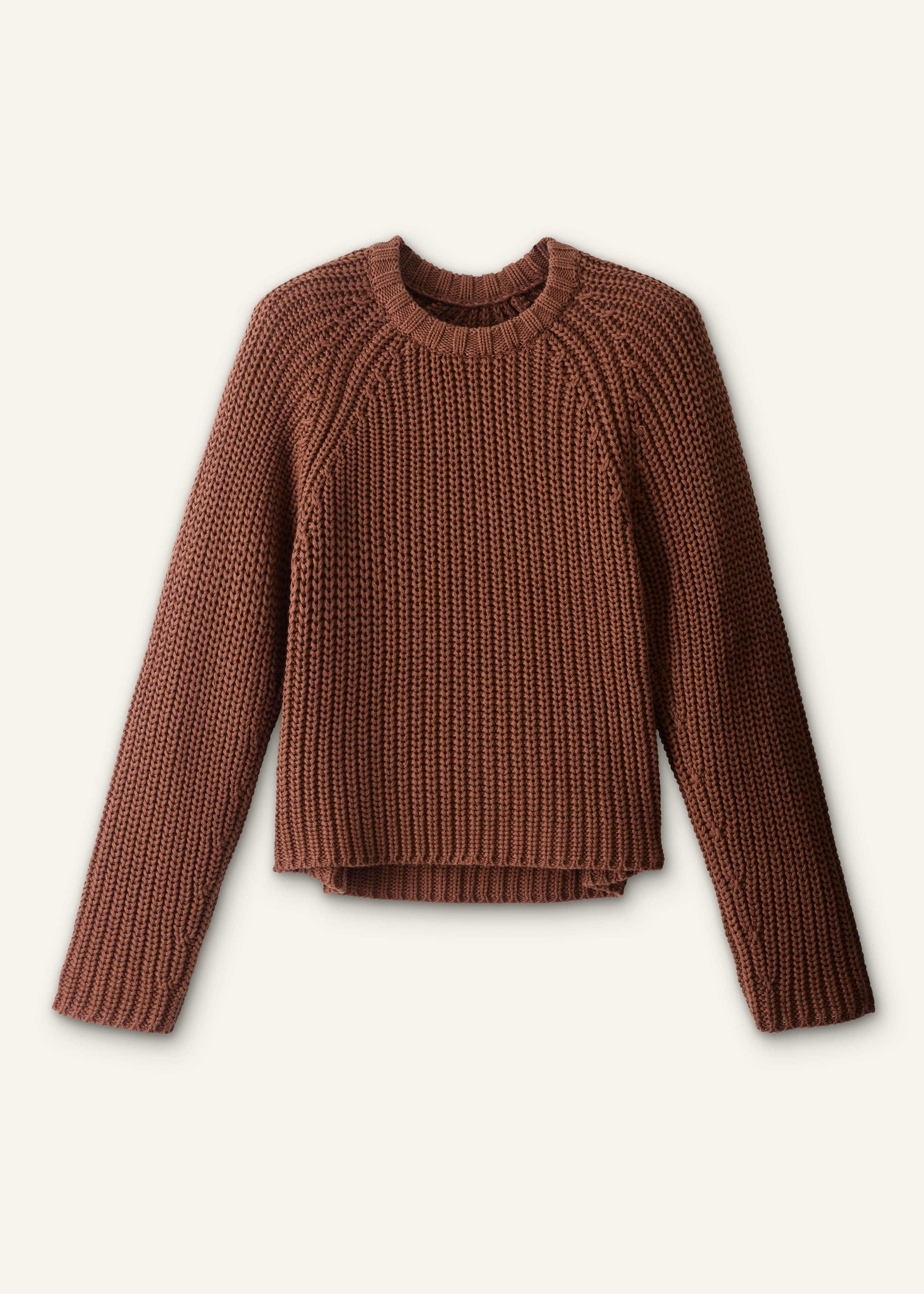 ME and EM Clothing Brown Chunky Cotton Raglan Sweater