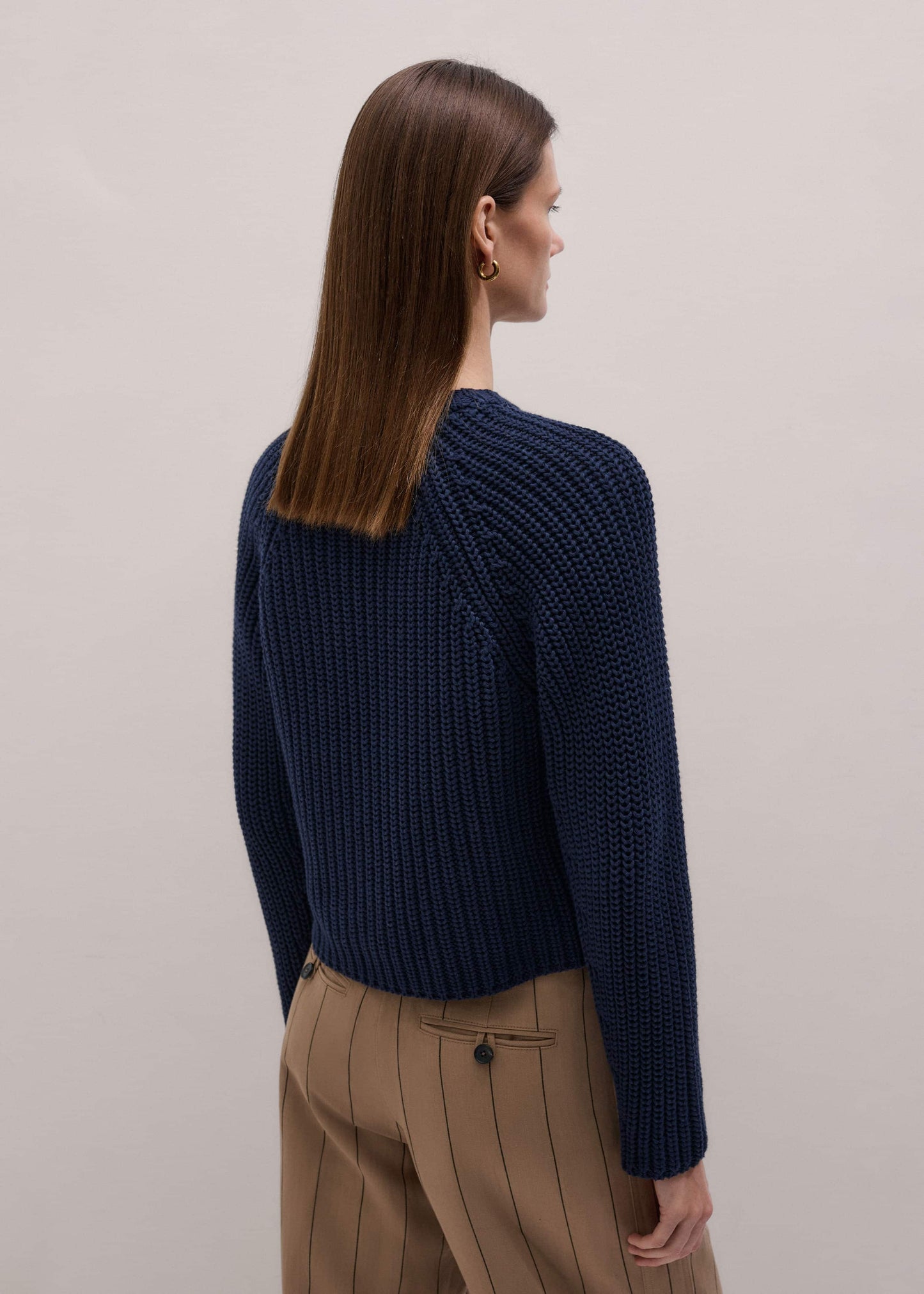 ME and EM Clothing Navy Chunky Cotton Raglan Sweater