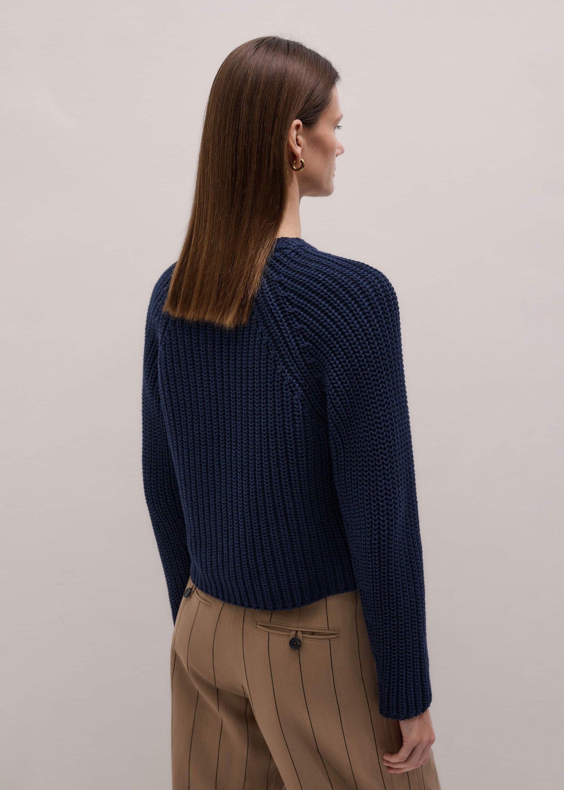 ME and EM Clothing Navy Chunky Cotton Raglan Sweater