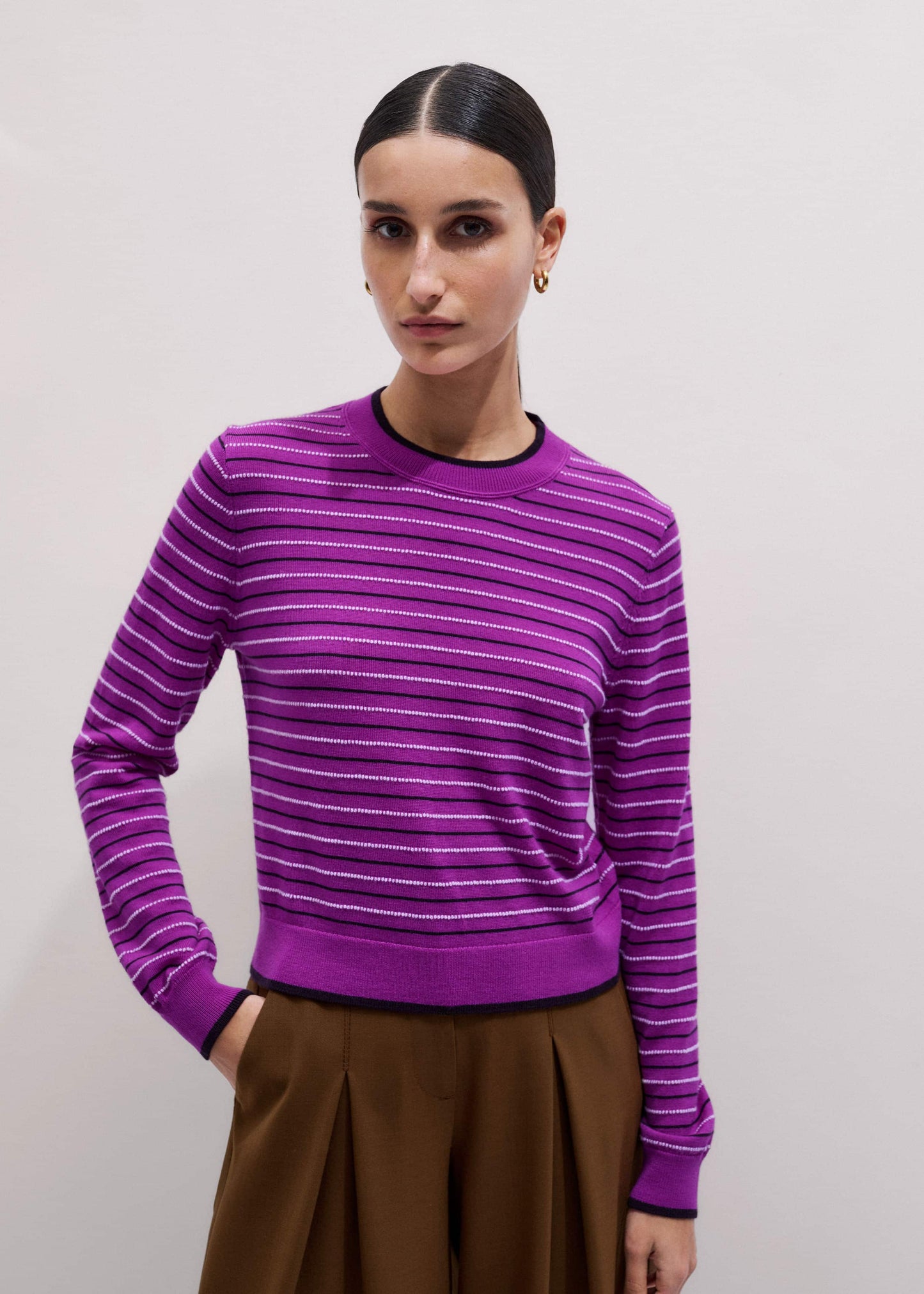 ME and EM Clothing Textured Stripe Straight Sweater