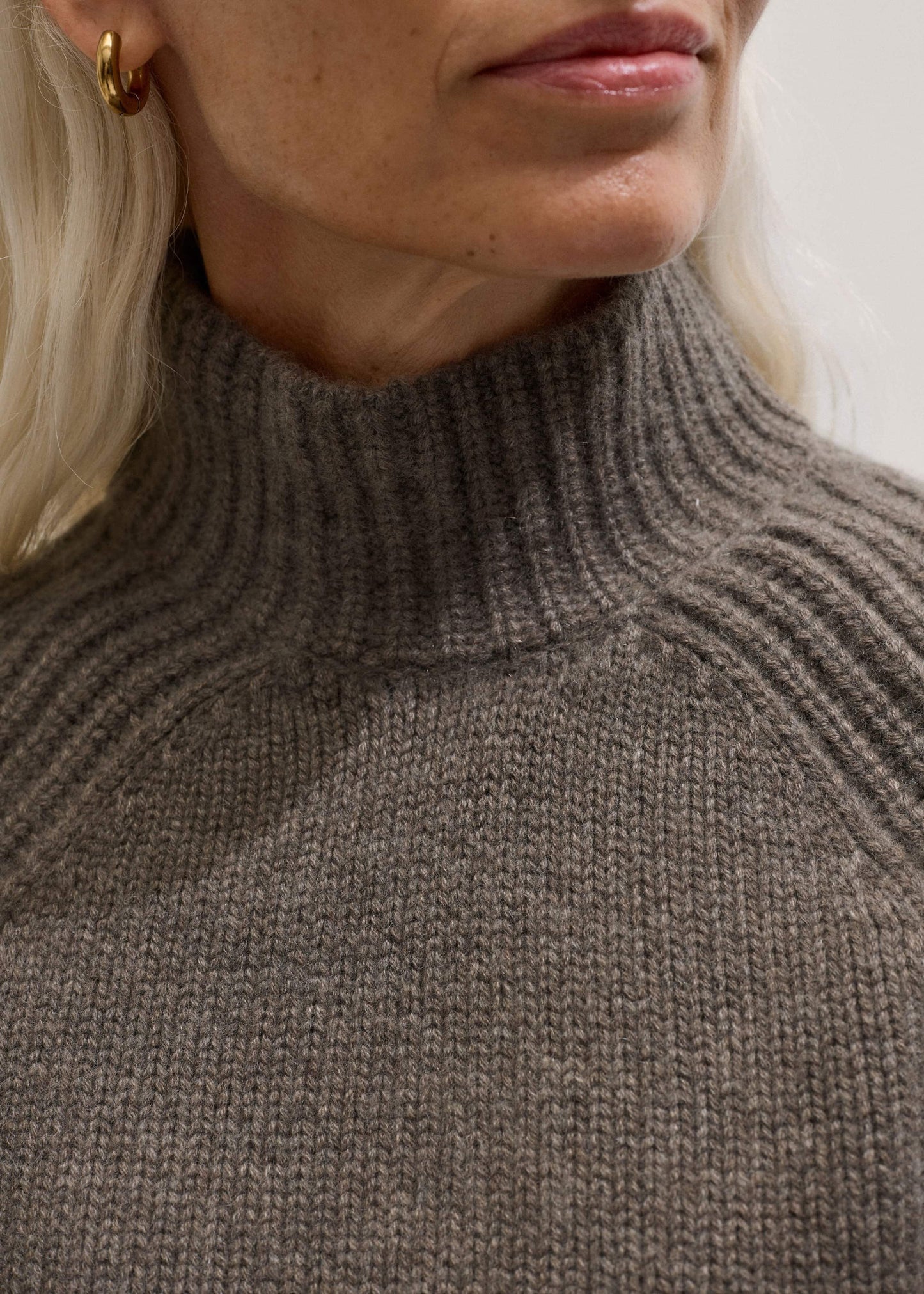 ME and EM Clothing Brown Cashmere High Neck Relaxed Statement Sweater