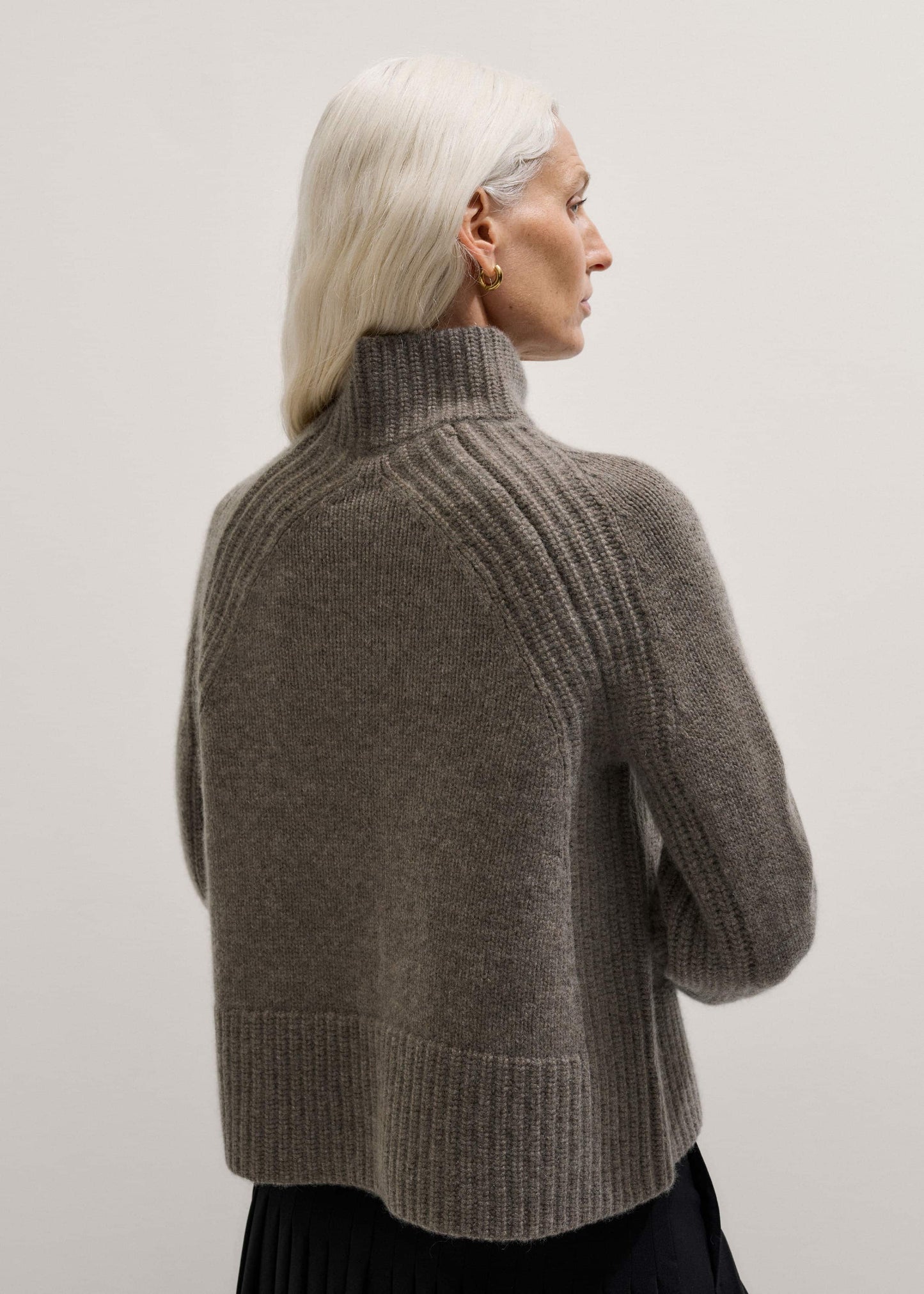 ME and EM Clothing Brown Cashmere High Neck Relaxed Statement Sweater
