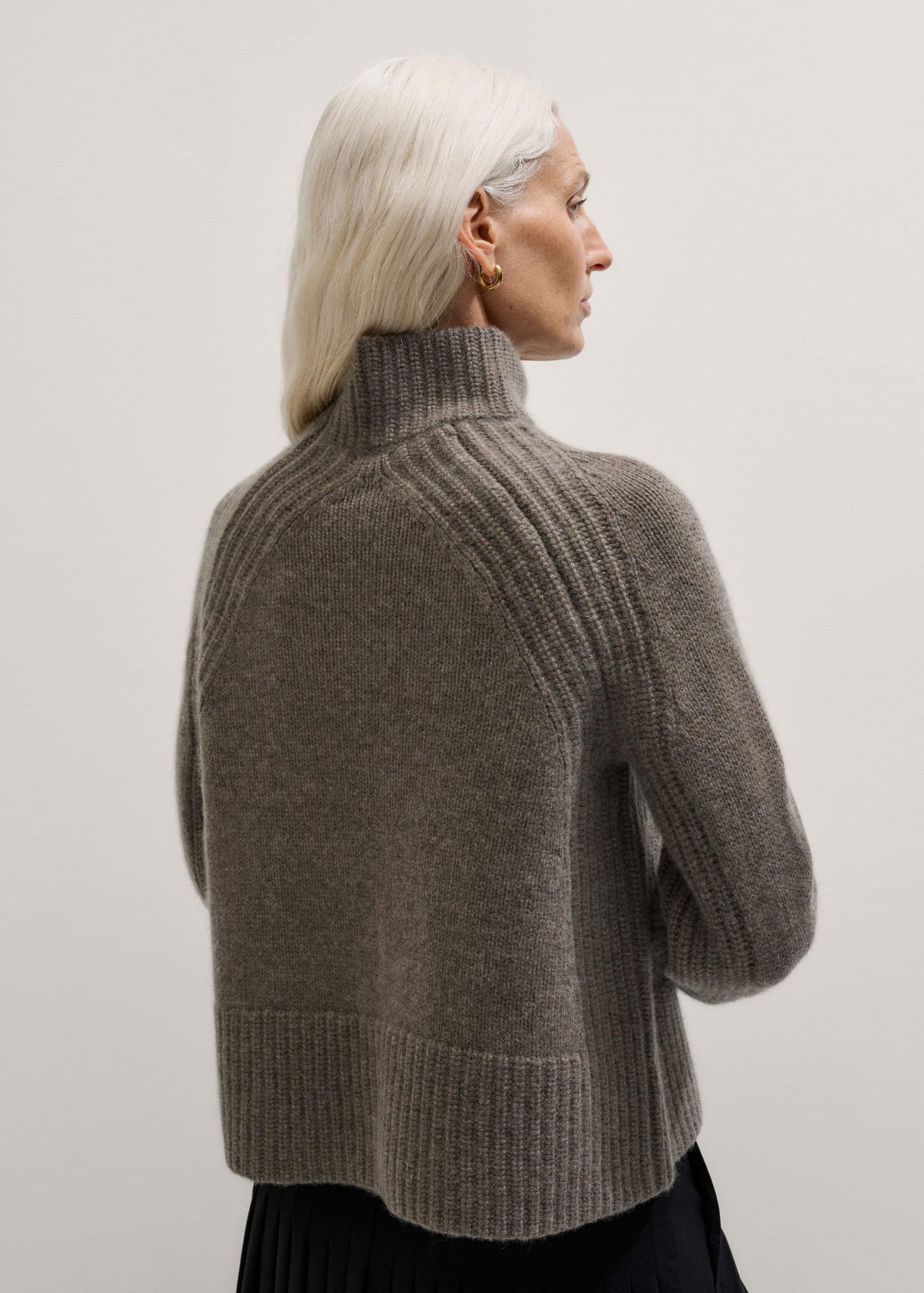 ME and EM Clothing Brown Cashmere High Neck Relaxed Statement Sweater