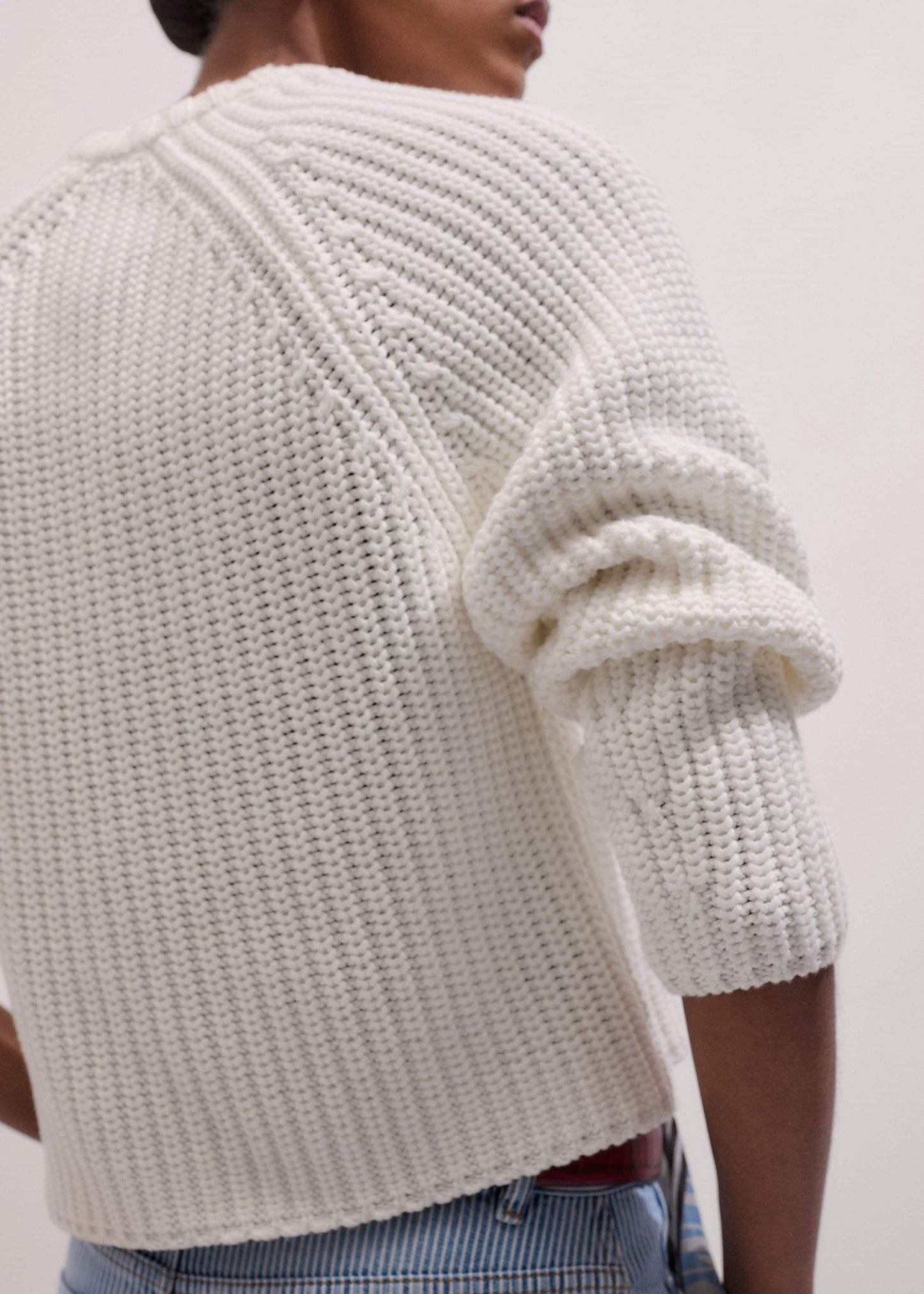 ME and EM Clothing White Chunky Raglan Relaxed Weekend Sweater