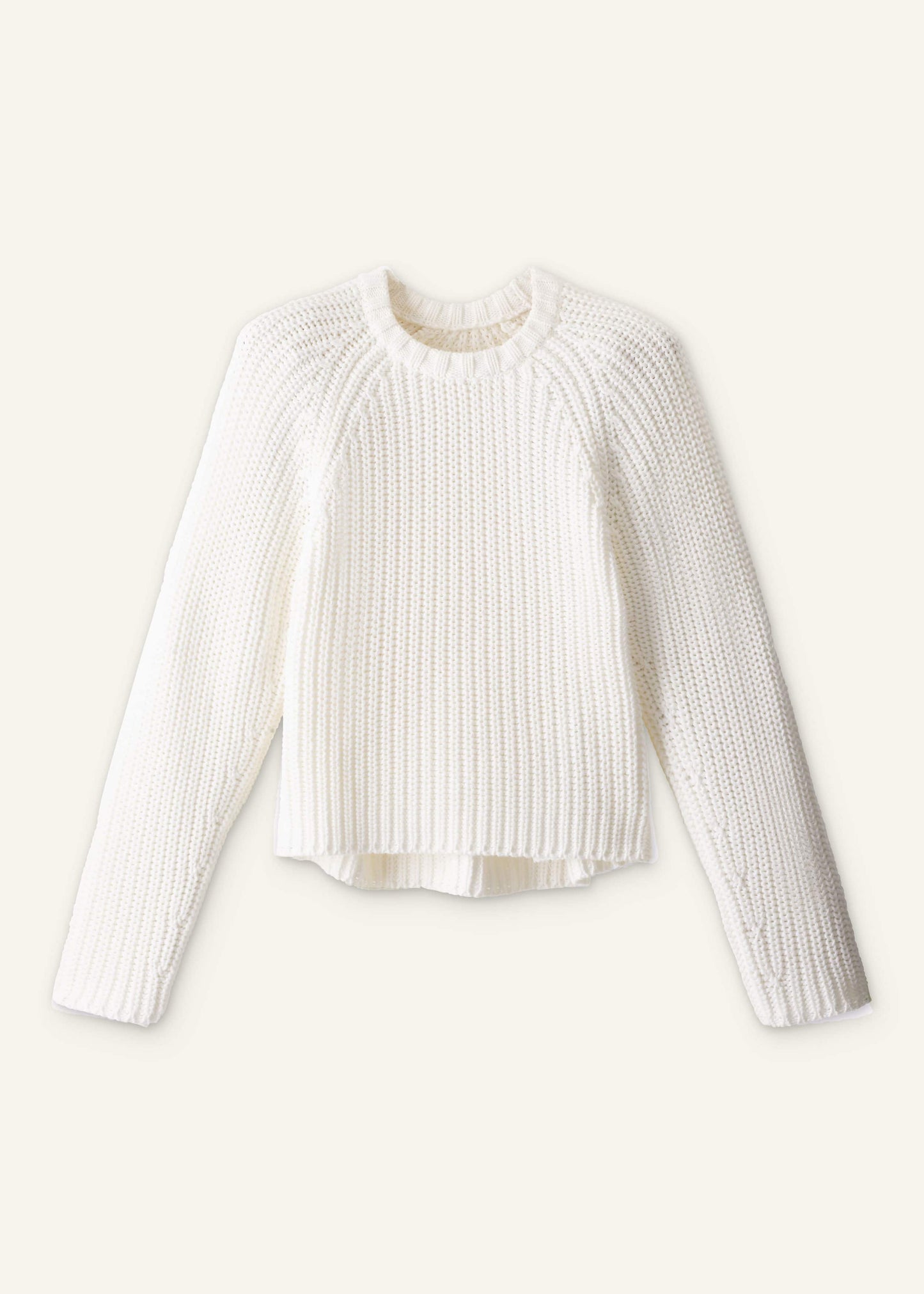 ME and EM Clothing White Chunky Raglan Relaxed Weekend Sweater