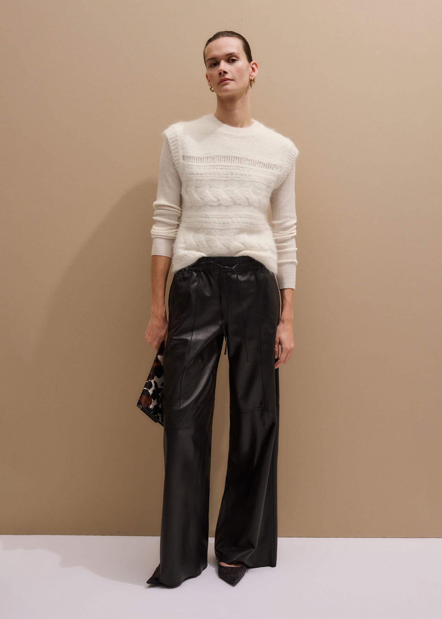 ME and EM Clothing Cream Barely There Slim Rib Layering Sweater