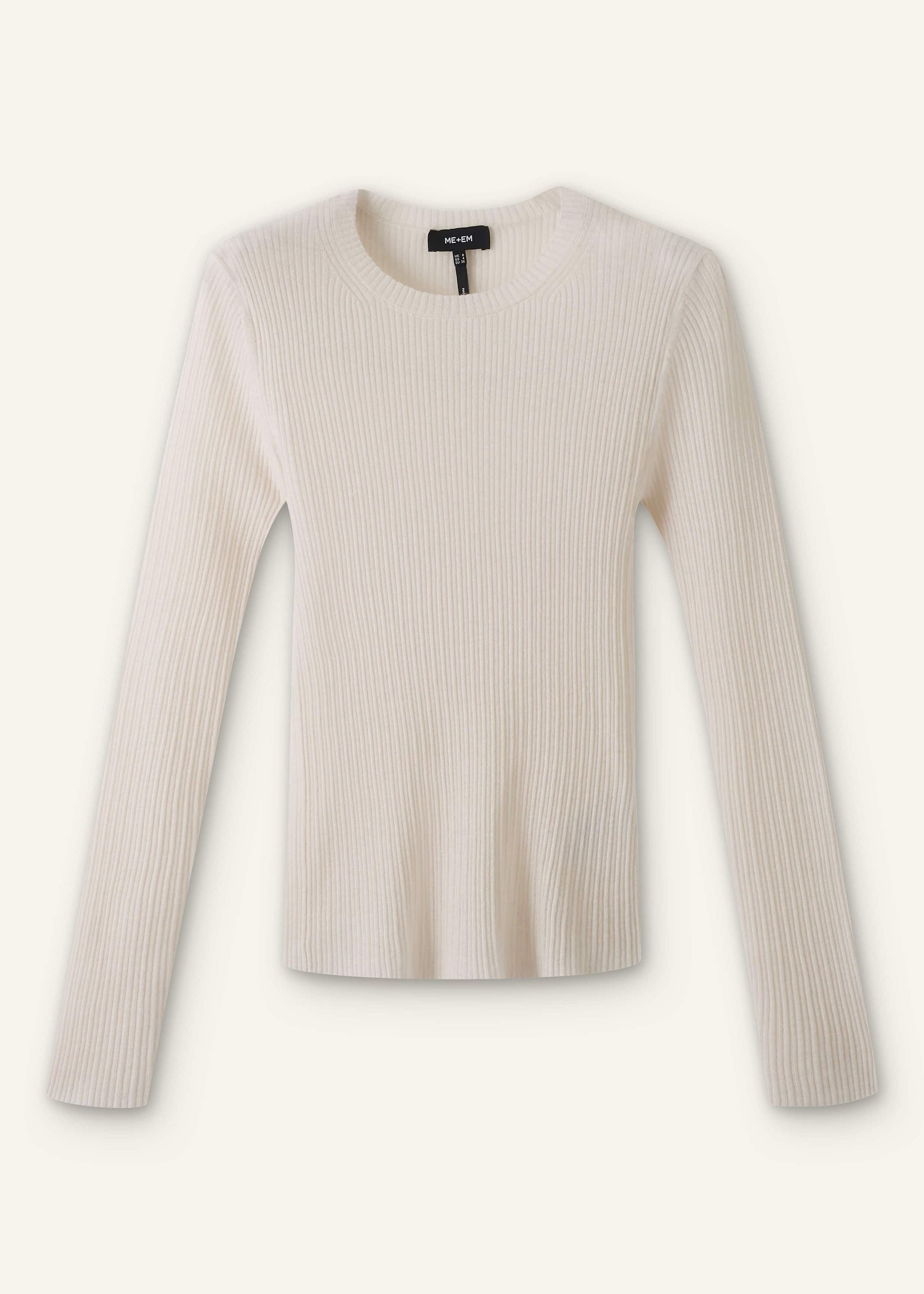 ME and EM Clothing Cream Barely There Slim Rib Layering Sweater