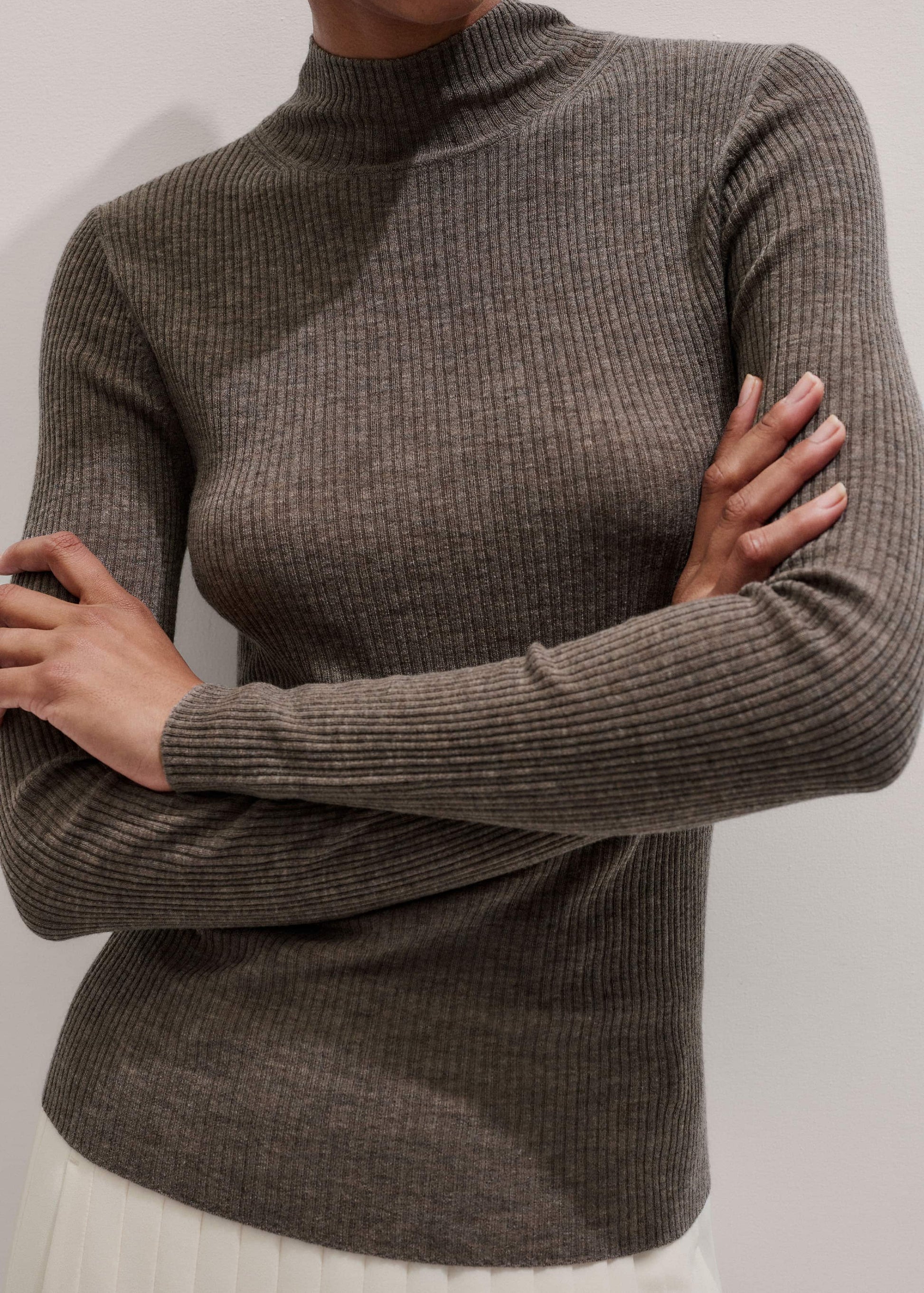 ME and EM Clothing Brown Barely There Slim Layering Sweater