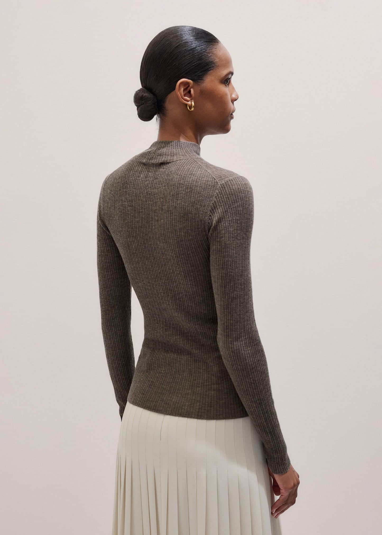 ME and EM Clothing Brown Barely There Slim Layering Sweater