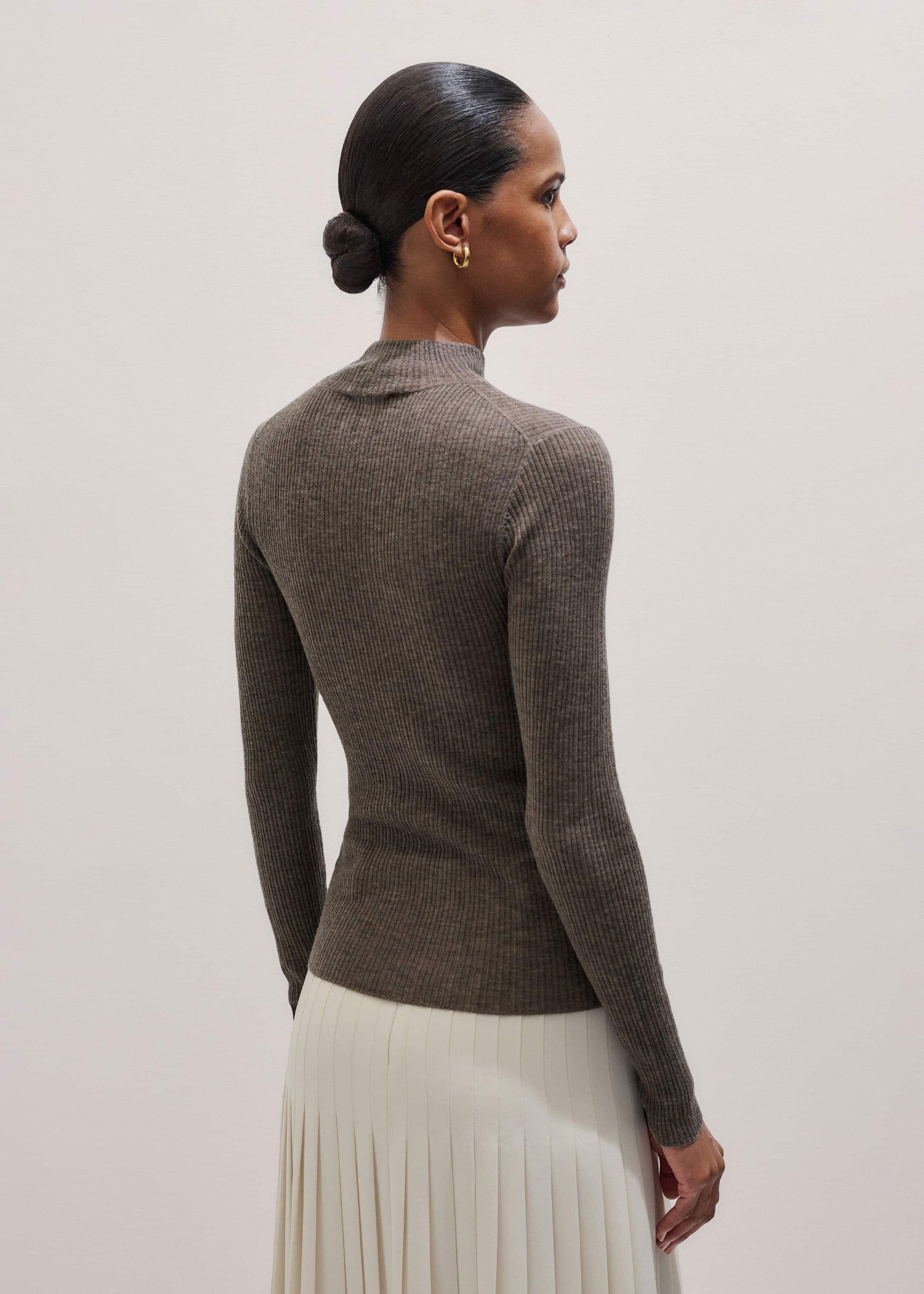 ME and EM Clothing Brown Barely There Slim Layering Sweater