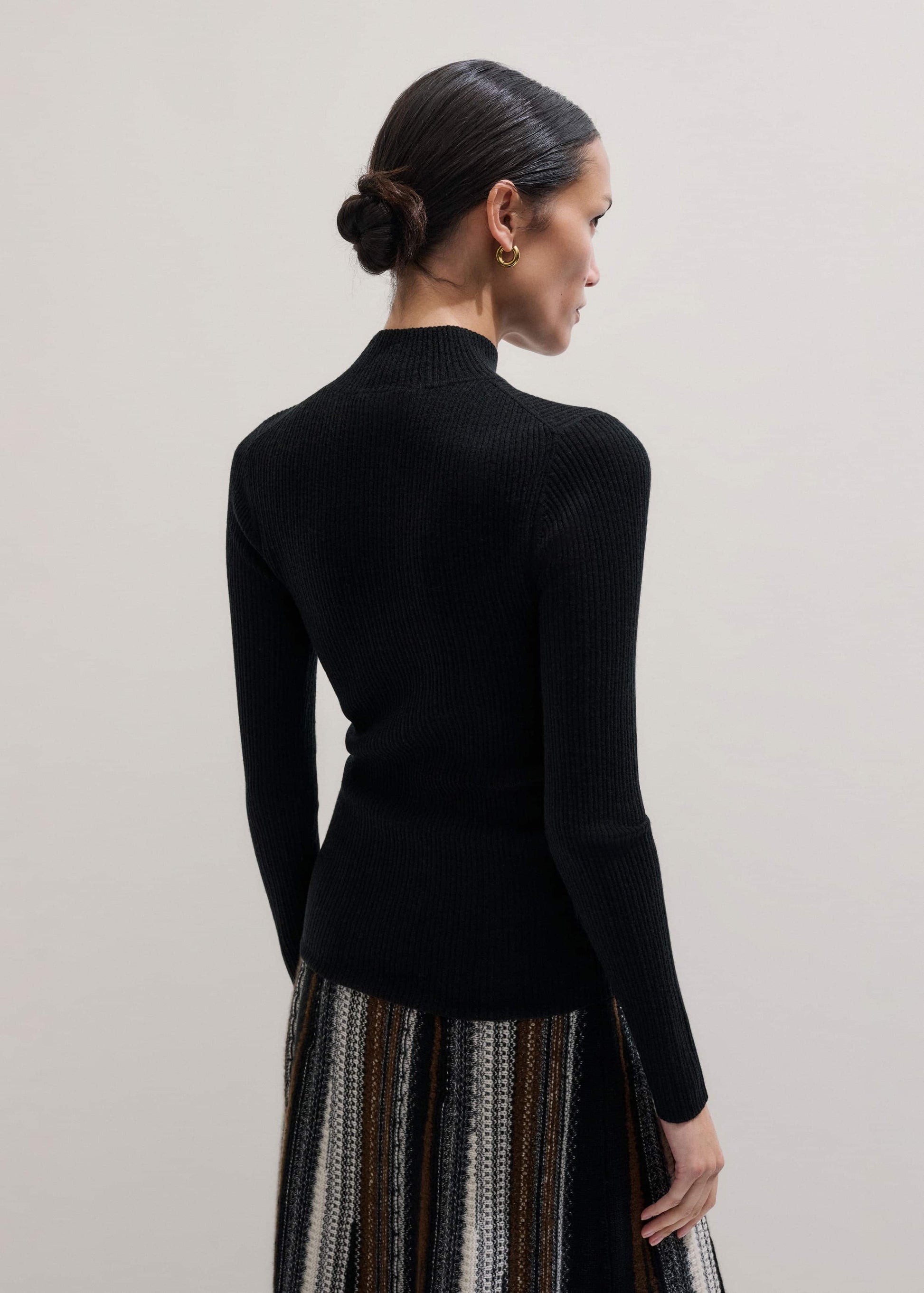 ME and EM Clothing Black Barely There Slim Rib Layering Sweater