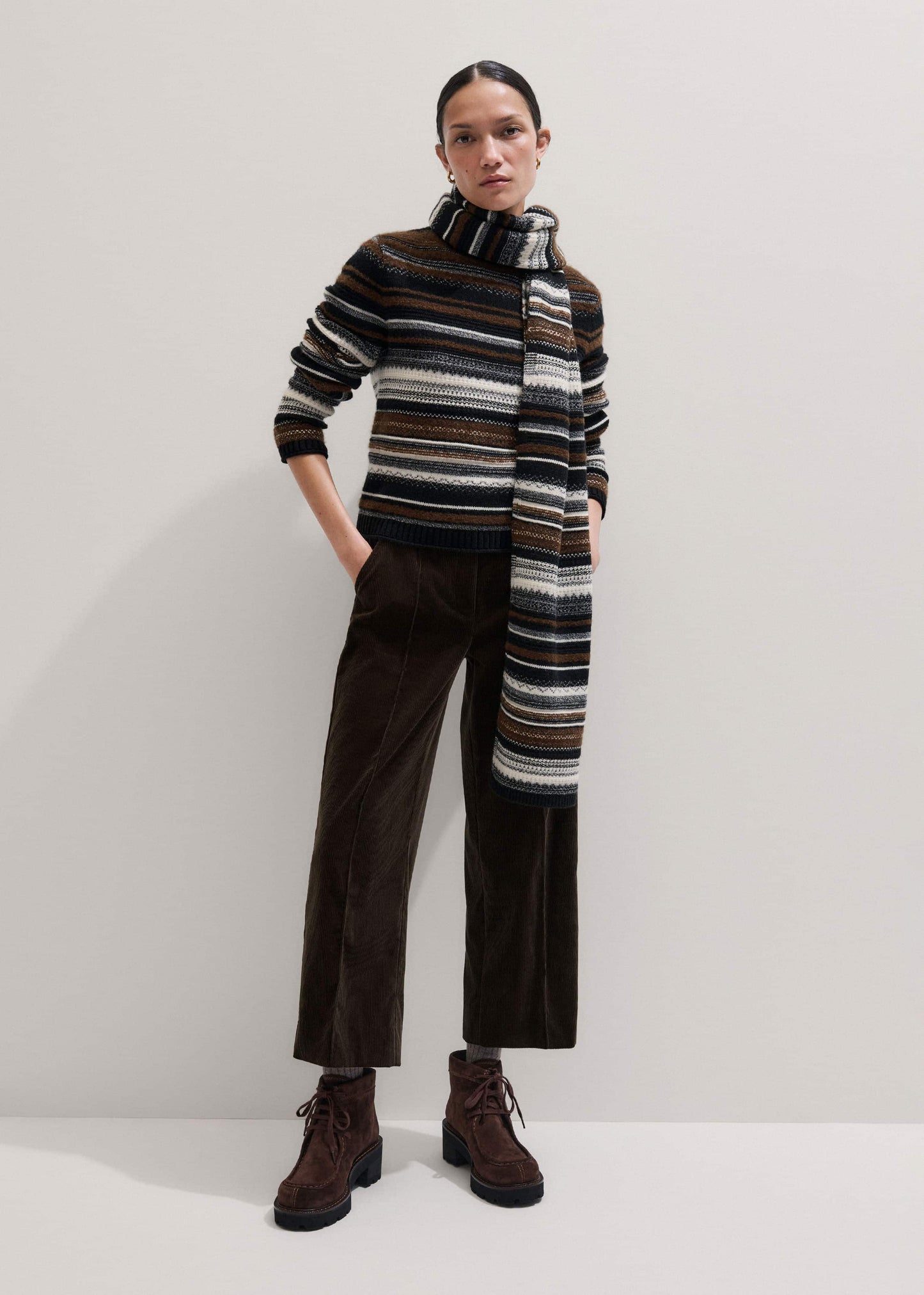 ME and EM Clothing Black Textured Stitch Relaxed High Neck Sweater
