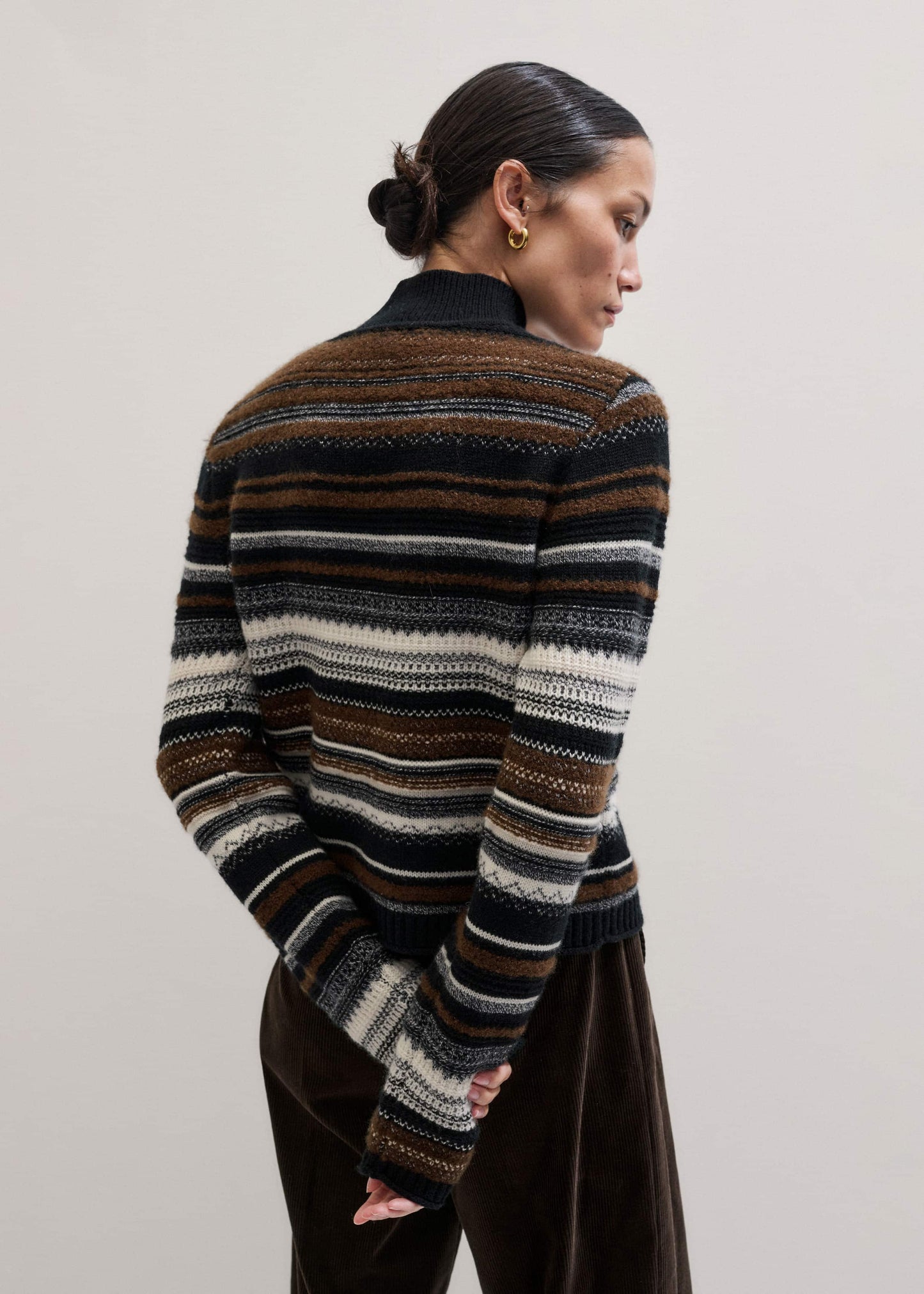 ME and EM Clothing Black Textured Stitch Relaxed High Neck Sweater