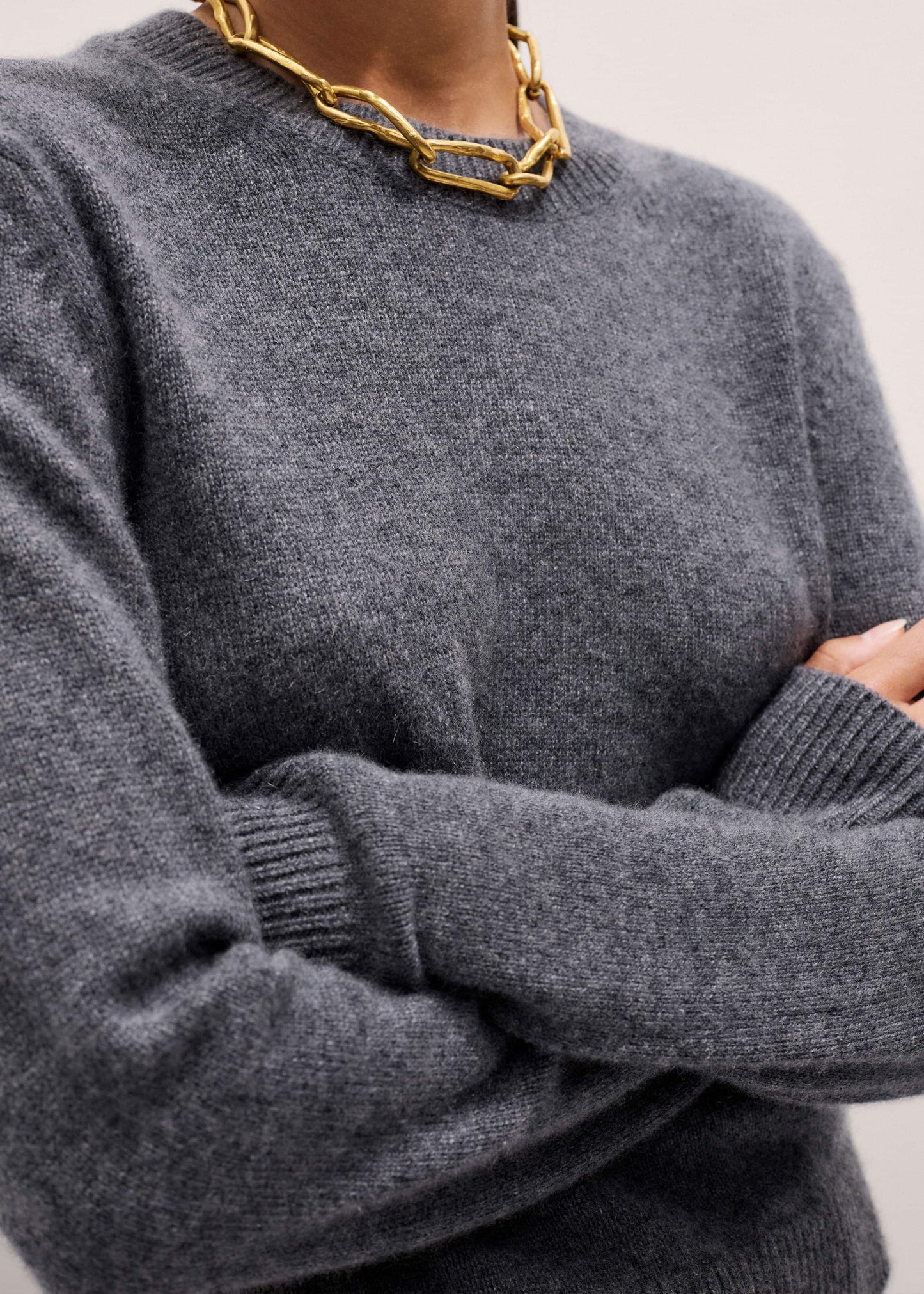 ME and EM Clothing Gray Cashmere Relaxed Crop Sweater