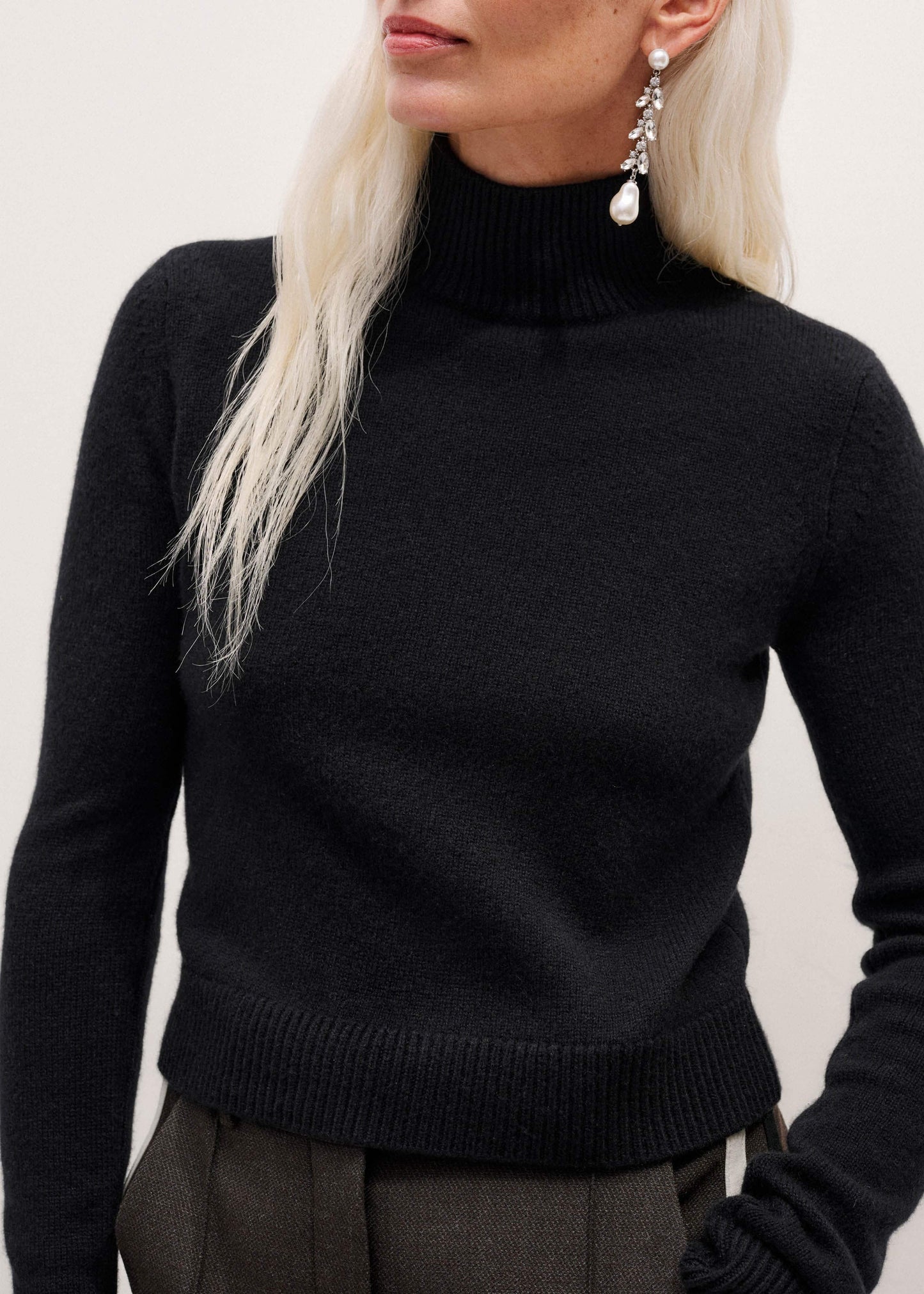 ME and EM Clothing Black High Neck Crop Sweater