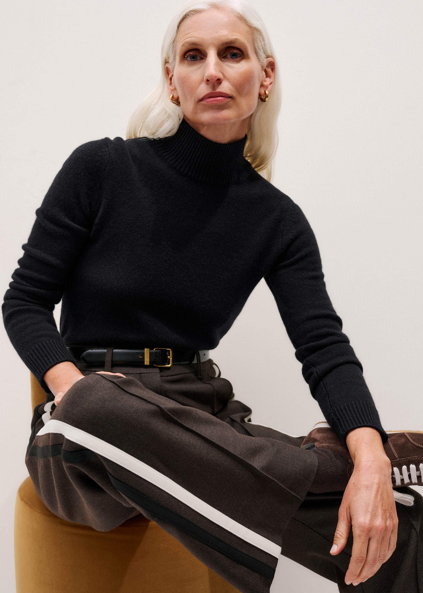 ME and EM Clothing Black High Neck Crop Sweater