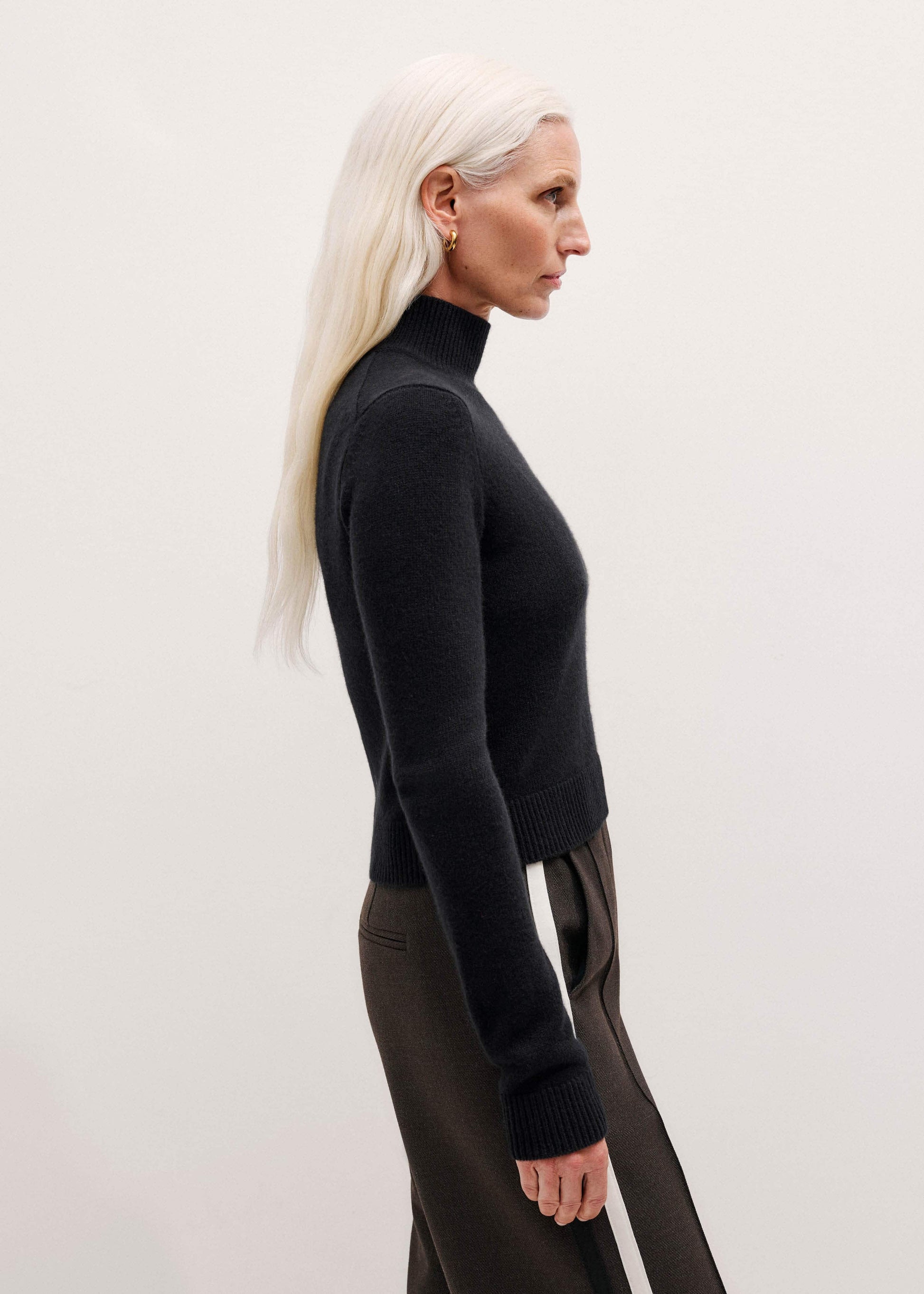 ME and EM Clothing Black High Neck Crop Sweater